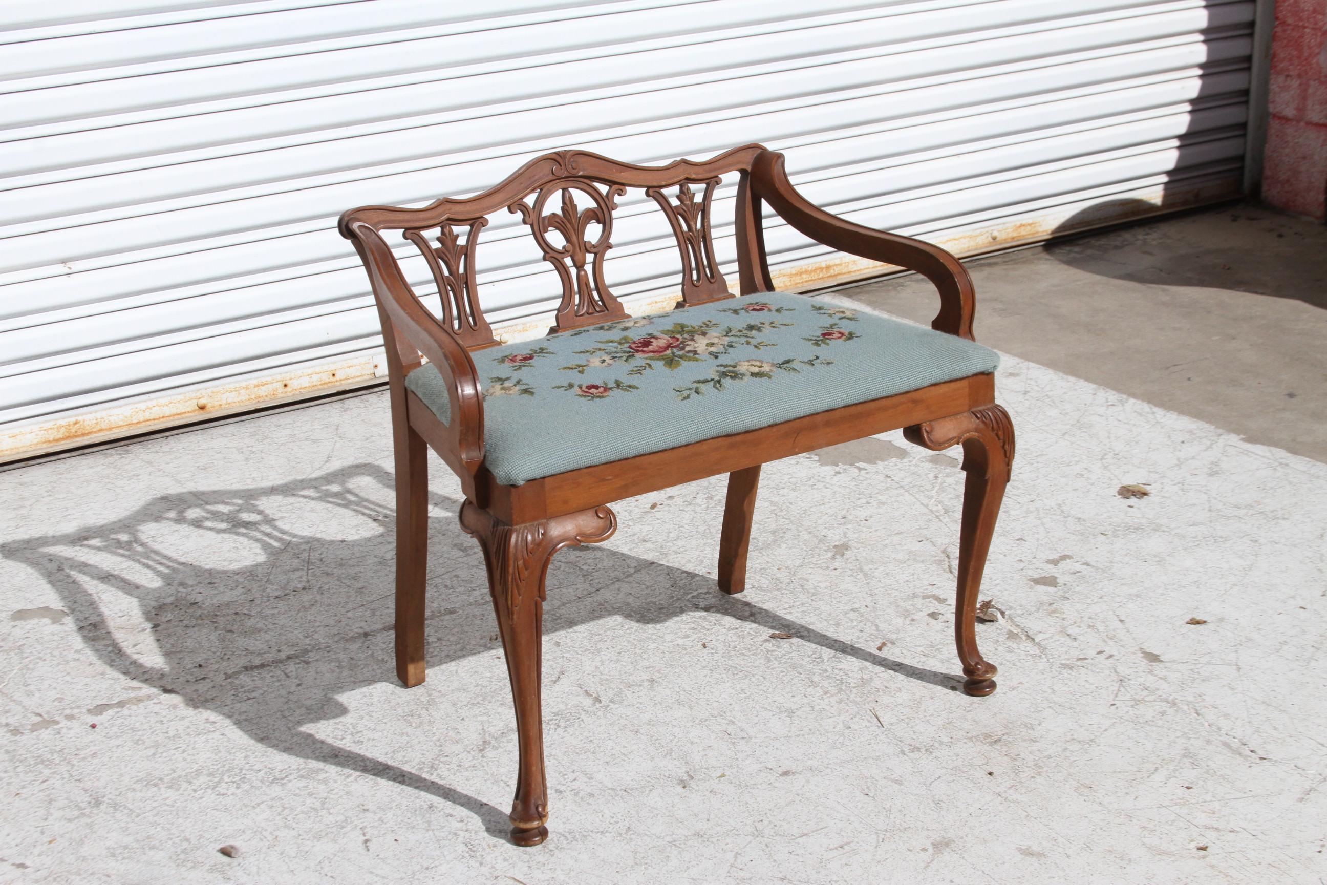 Mid-20th Century Upholstered French style Vanity Stool/Bench
