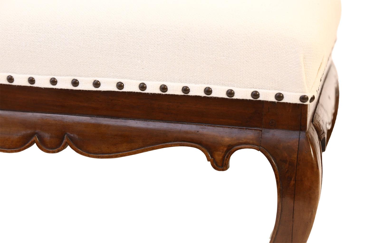 Upholstered French Walnut Bench 1