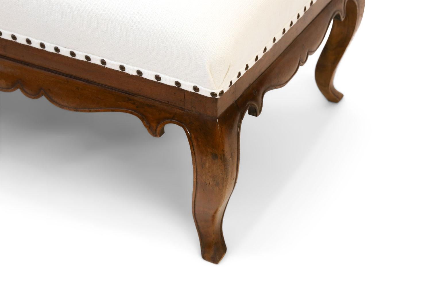 Upholstered French Walnut Bench 2