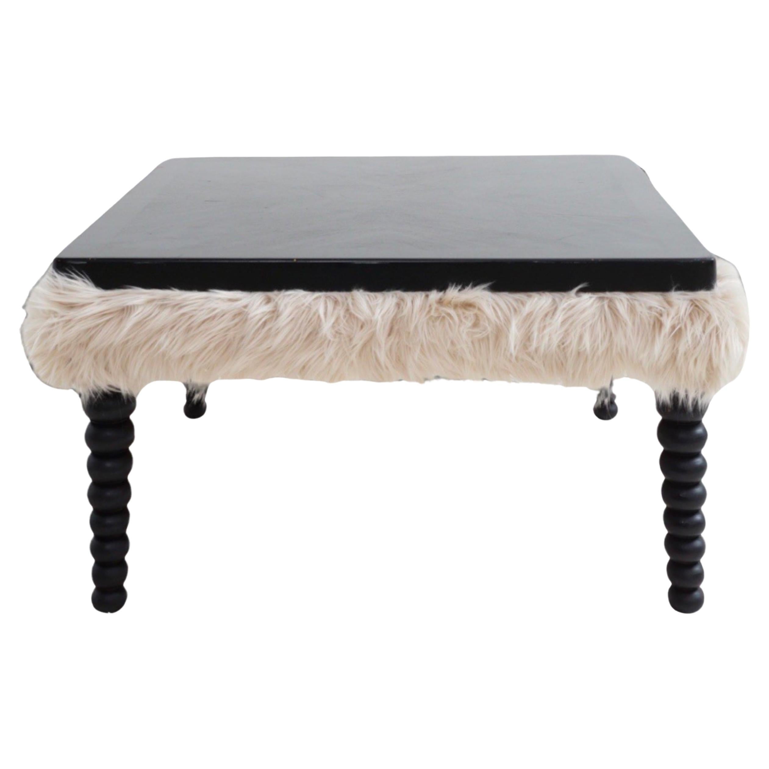Upholstered Fur Coffee Table, 1980s For Sale