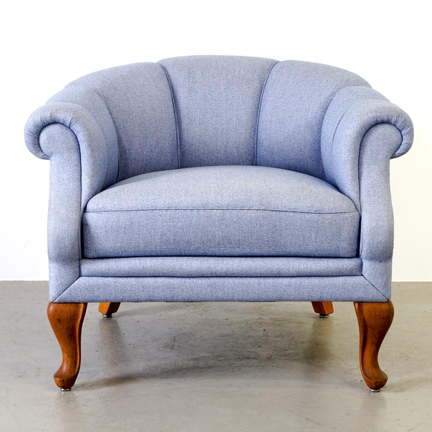 Mid-Century Modern Upholstered Half-Round Armchair, Made in the 1940s For Sale