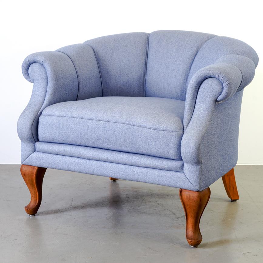 German Upholstered Half-Round Armchair, Made in the 1940s For Sale