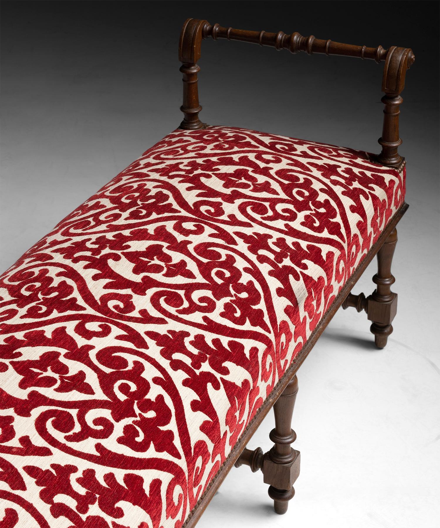 19th Century Upholstered Hall Bench, France circa 1880
