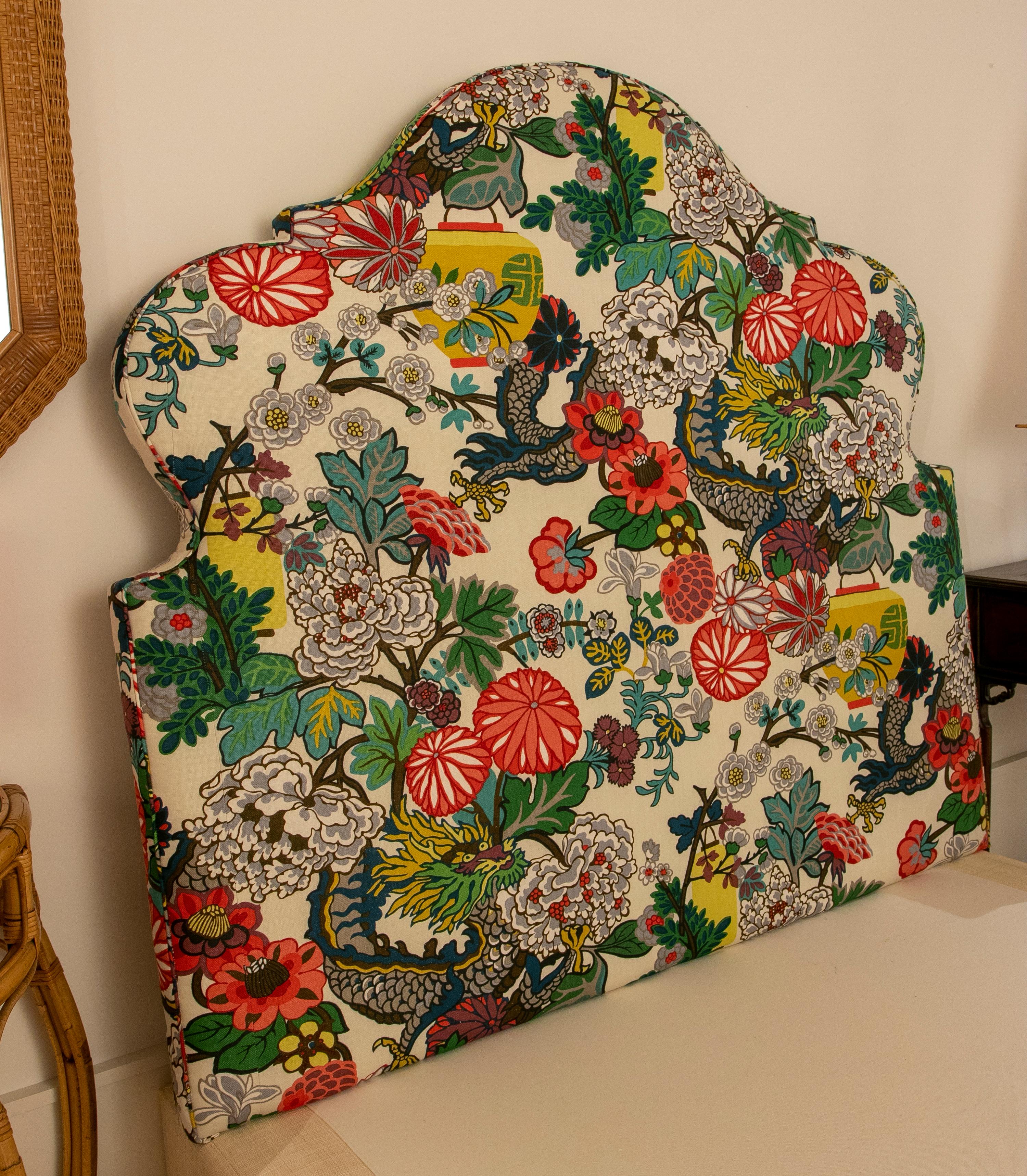 Upholstered Headboard with Schumacher Textil.