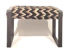 Upholstered Iron Benches, a Pair