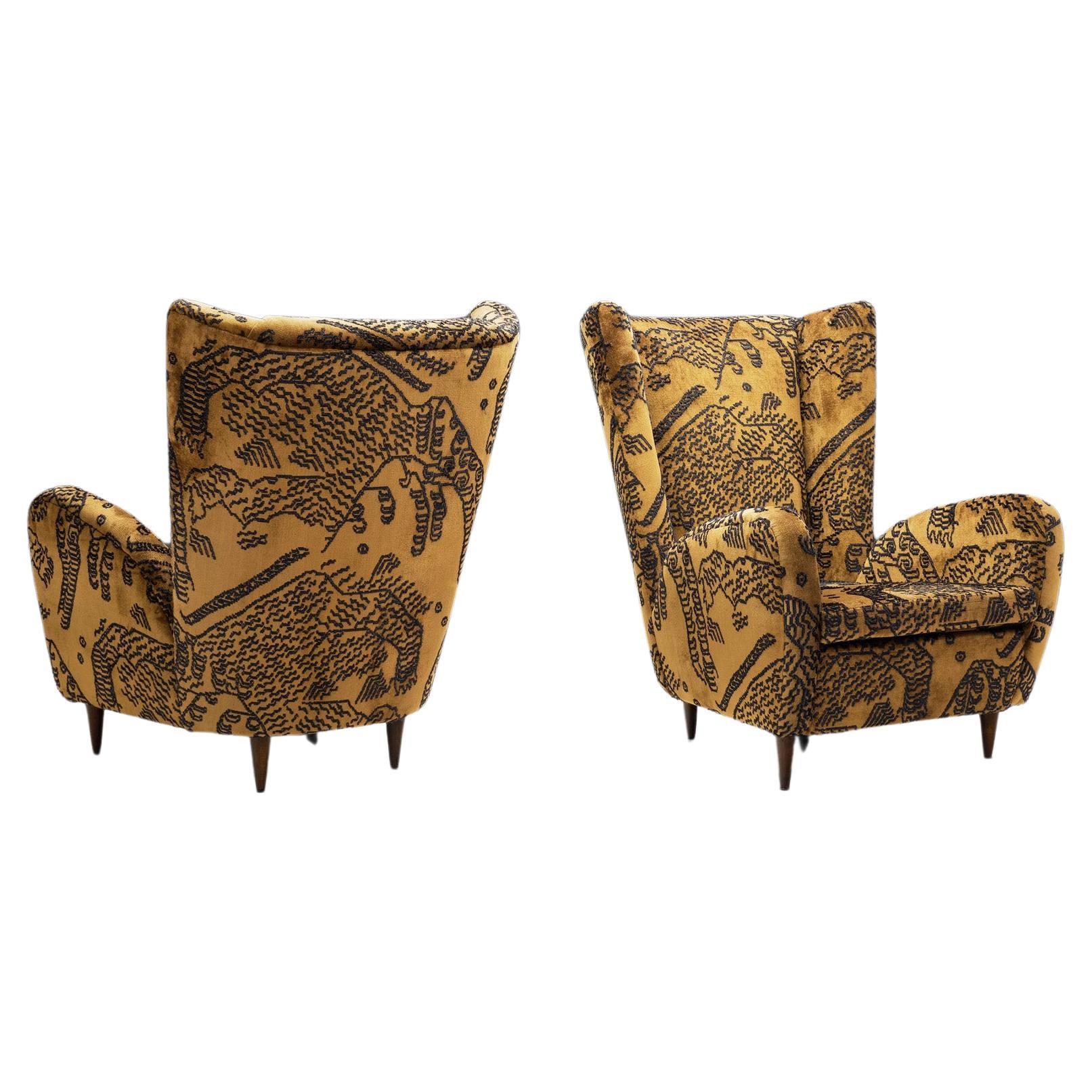 Upholstered Italian Armchairs attributed to Paolo Buffa, Italy 1950s For Sale