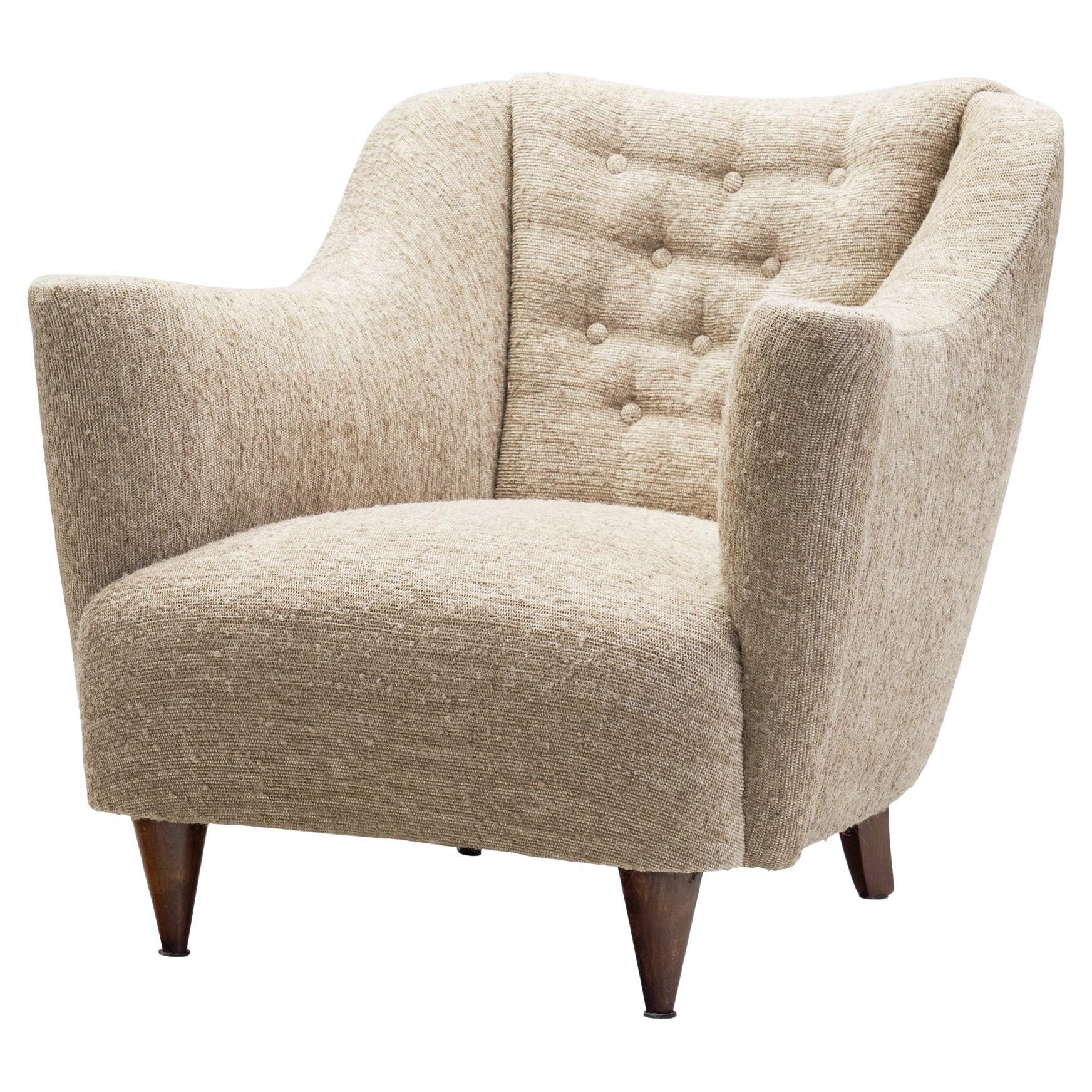Upholstered Italian Mid-Century Armchair, Italy 20th Century