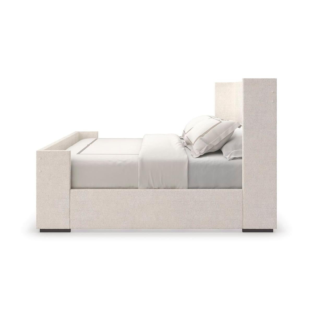 Asian Upholstered King Size Minimalist Bed For Sale