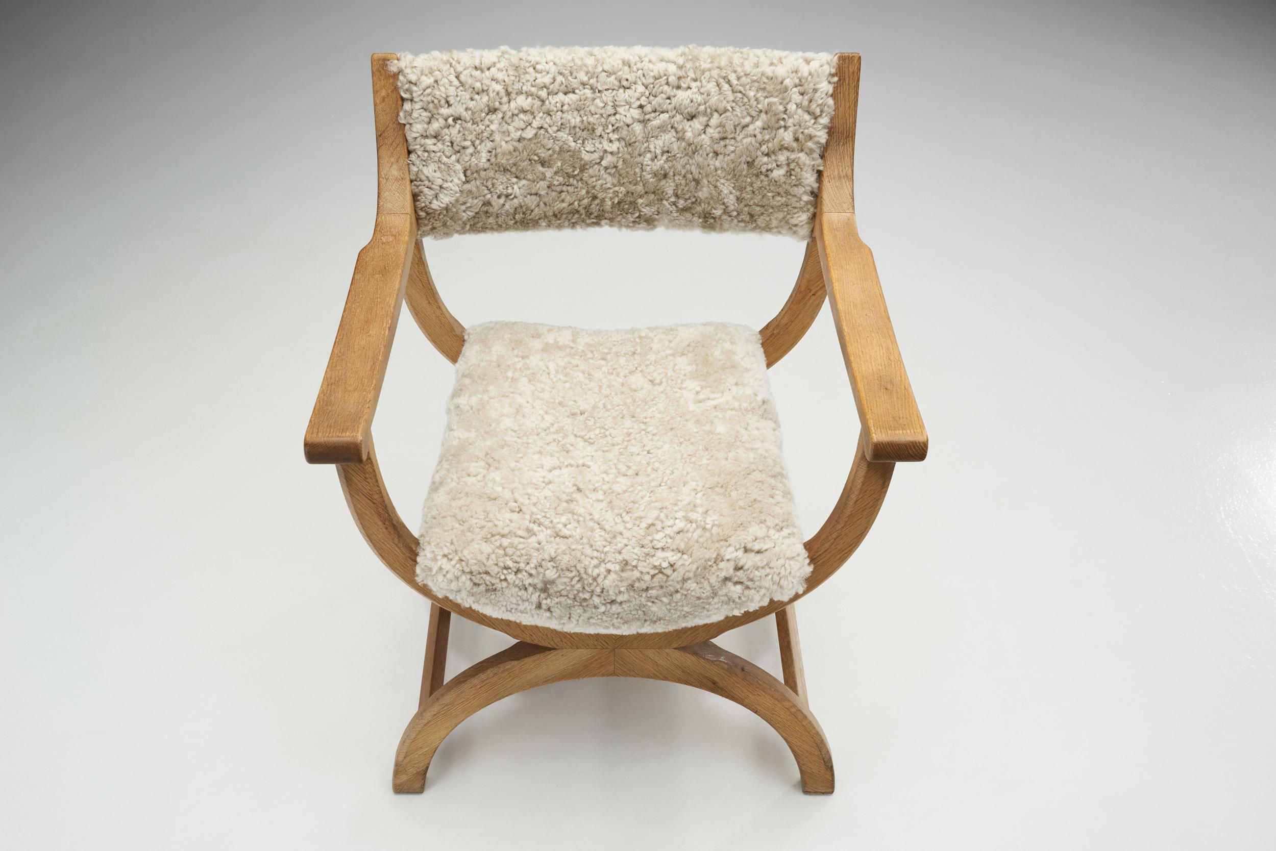 Upholstered Kurul Chair by Henning Kjærnulf for EG Kvalitetsmøbel, Denmark 1960s For Sale 4