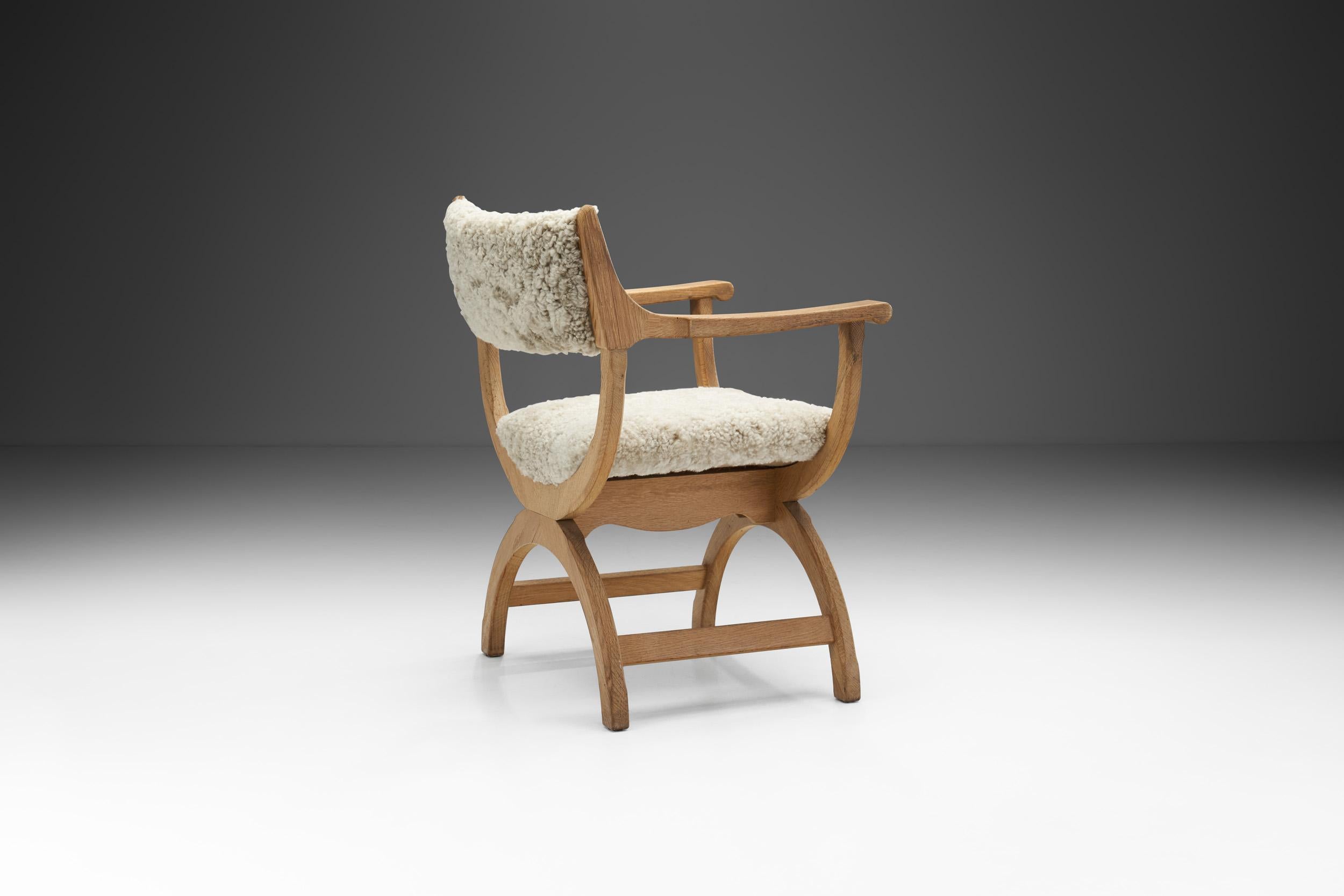 Scandinavian Modern Upholstered Kurul Chair by Henning Kjærnulf for EG Kvalitetsmøbel, Denmark 1960s