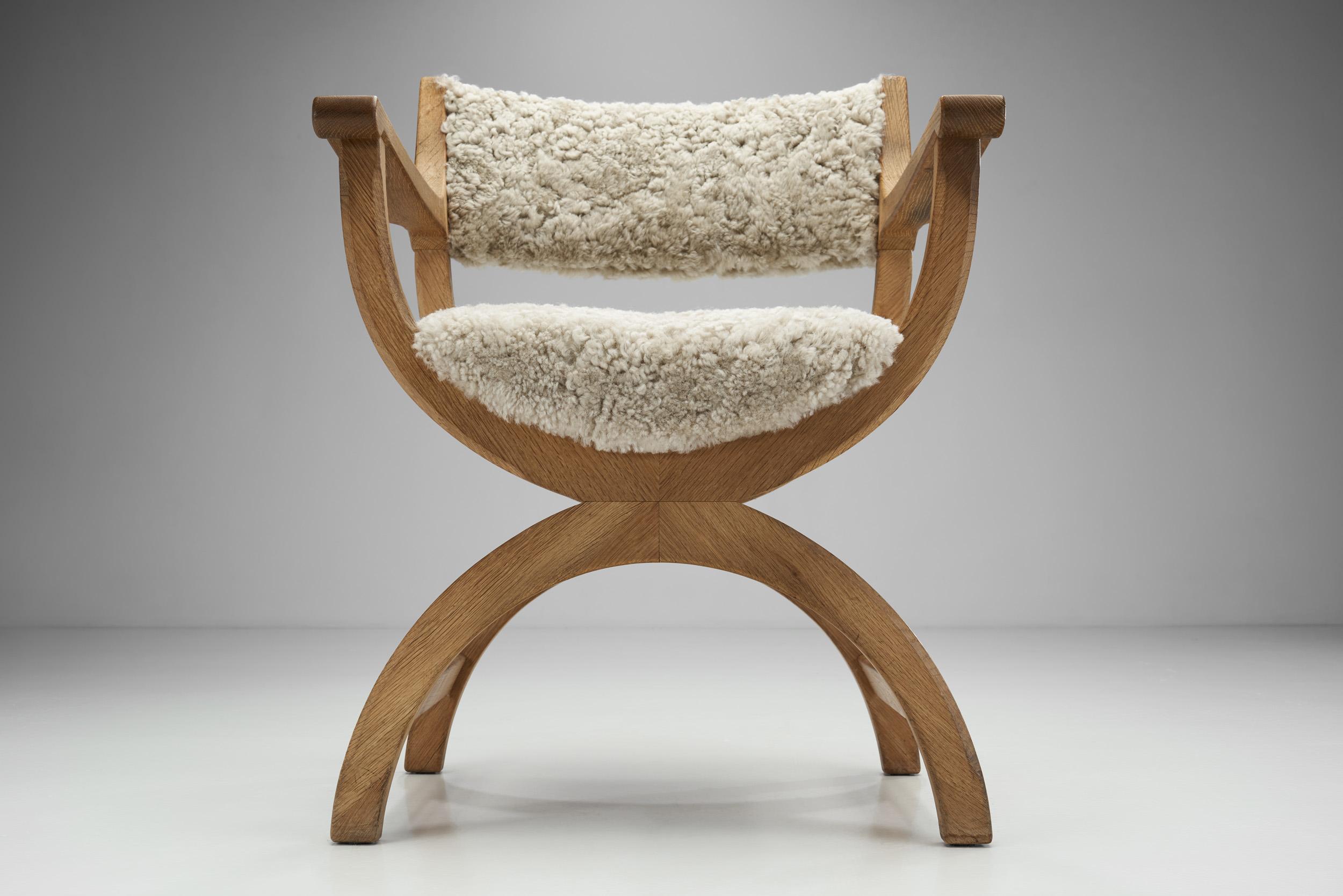 Mid-20th Century Upholstered Kurul Chair by Henning Kjærnulf for EG Kvalitetsmøbel, Denmark 1960s