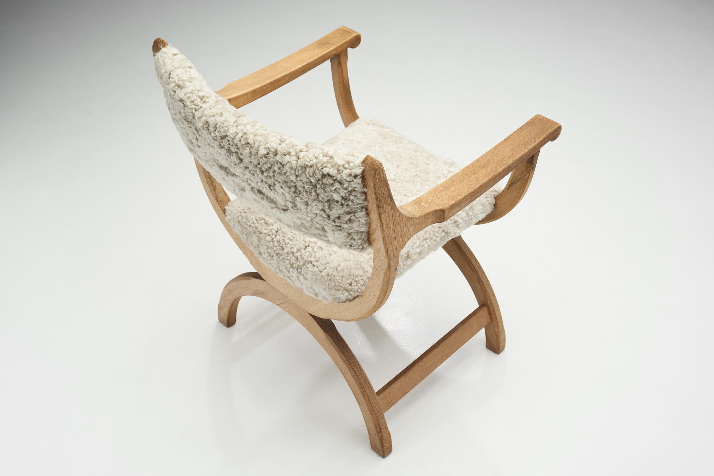 Mid-20th Century Upholstered Kurul Chair by Henning Kjærnulf for EG Kvalitetsmøbel, Denmark 1960s For Sale