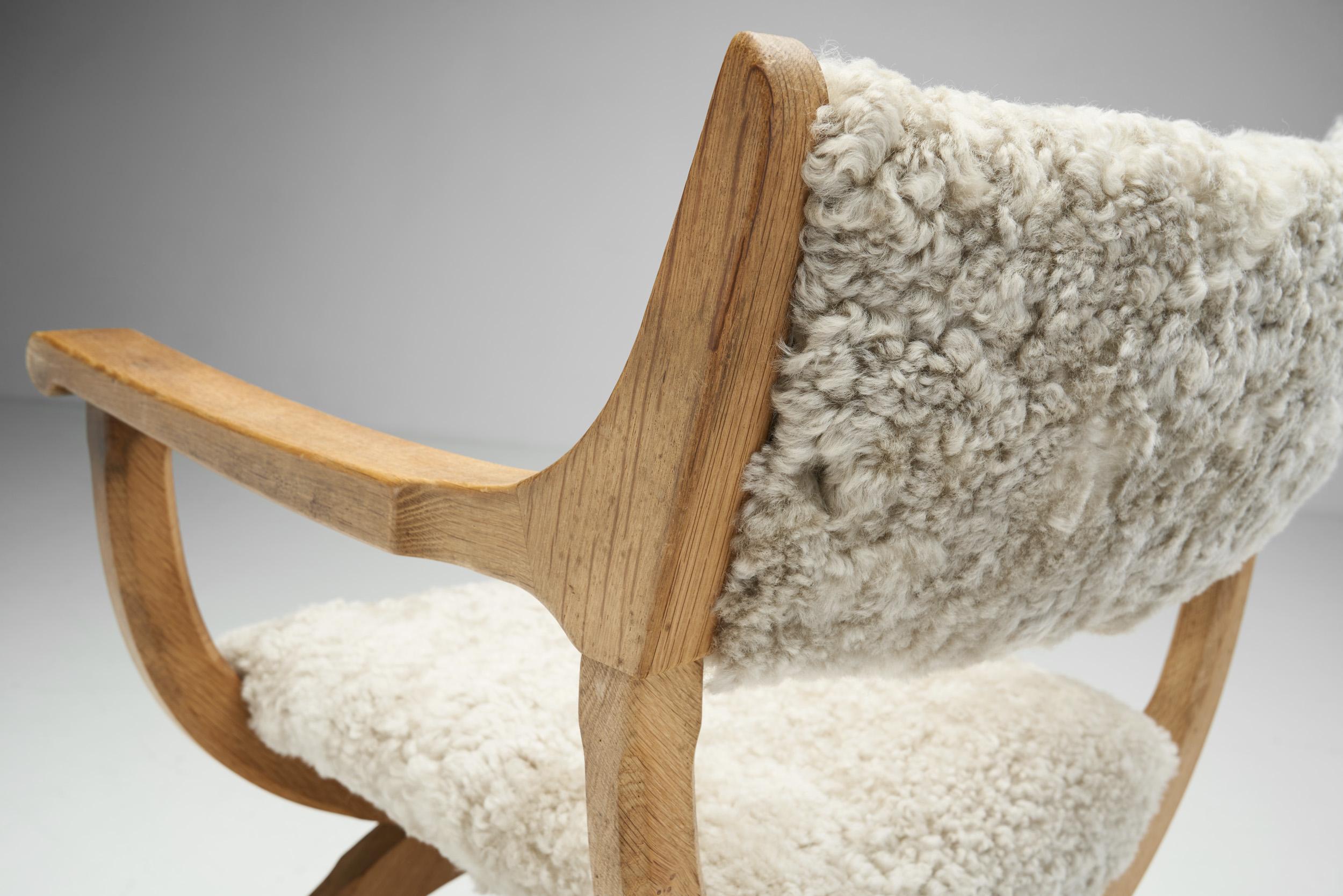 Upholstered Kurul Chair by Henning Kjærnulf for EG Kvalitetsmøbel, Denmark 1960s For Sale 1