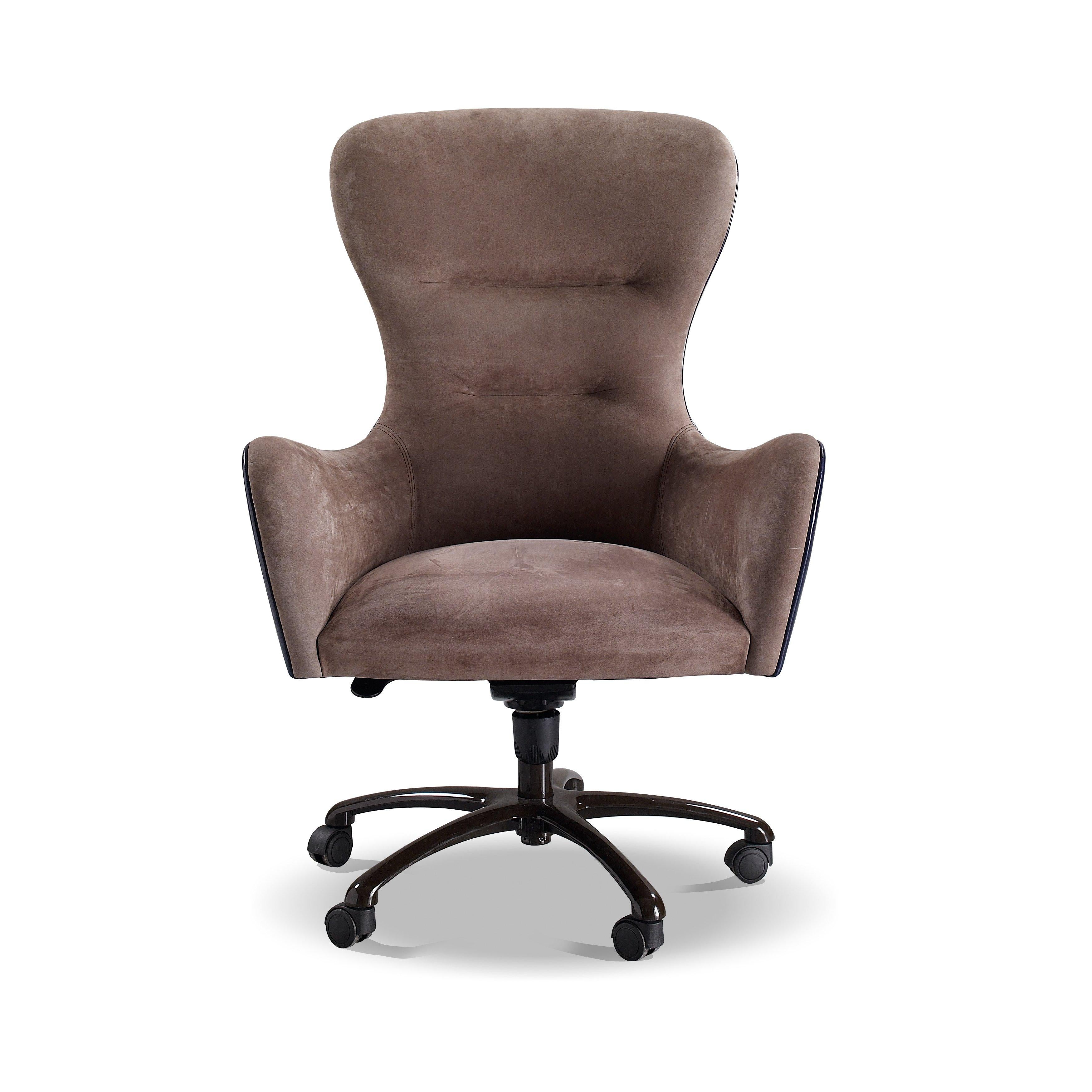 Italian Upholstered, Leather, Gianpier Office Chair Swivel For Sale