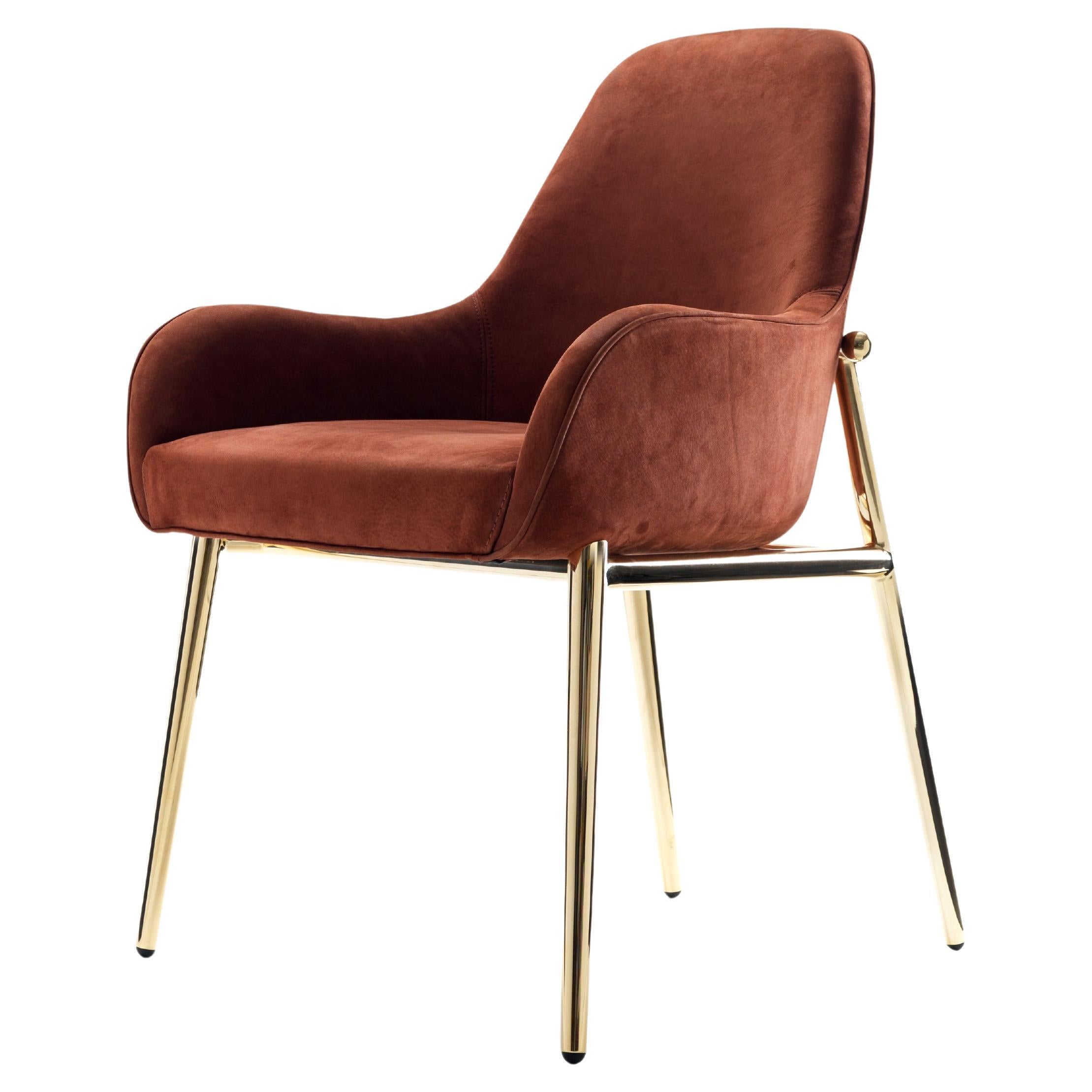 Upholstered , Leather, Metal, Felix Dining Armchair For Sale at 1stDibs