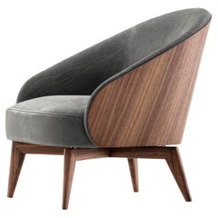 Upholstered, Leather, Solid Walnut, Sarah Armchair