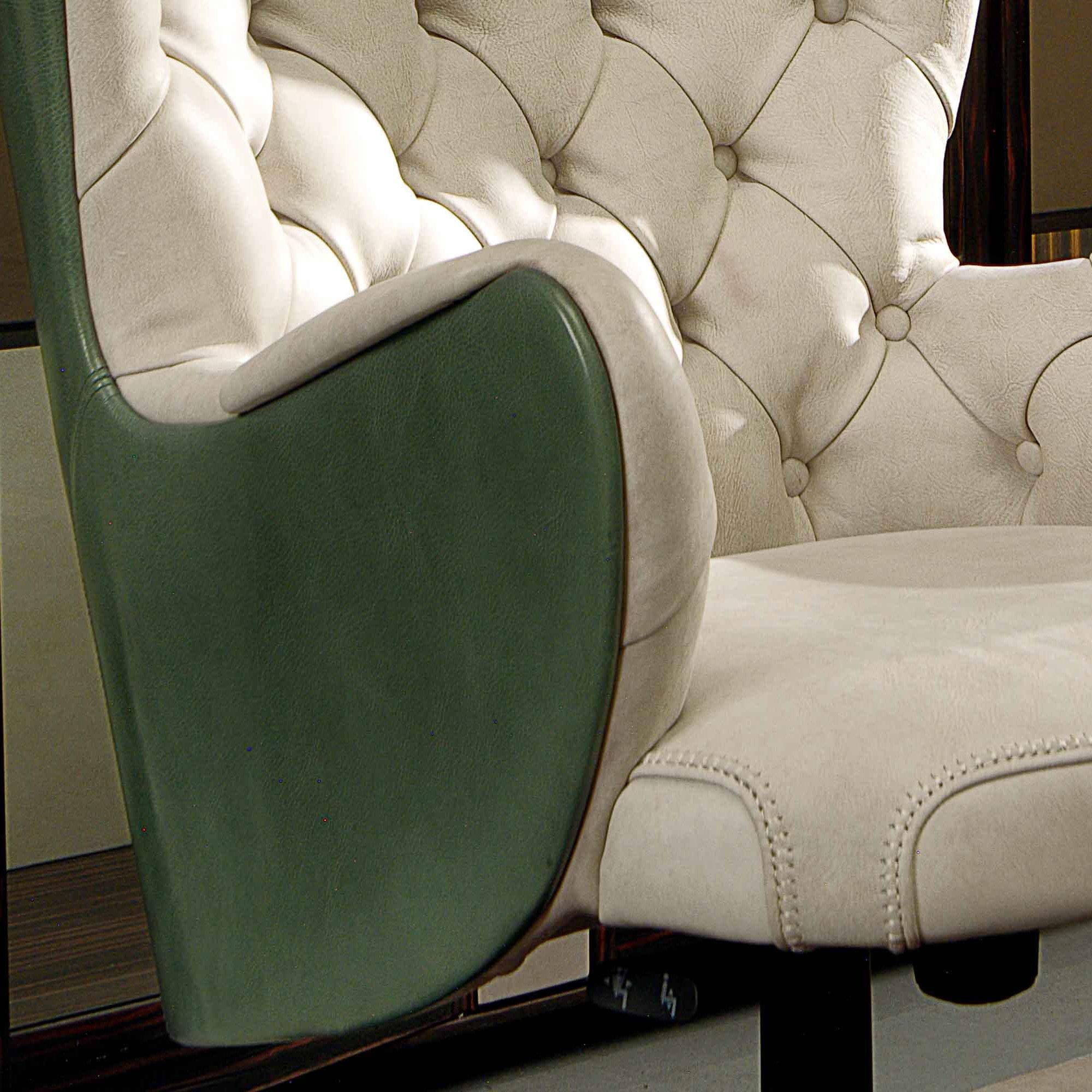 Italian Upholstered, Leather, Sophia Office Chair Swivel For Sale