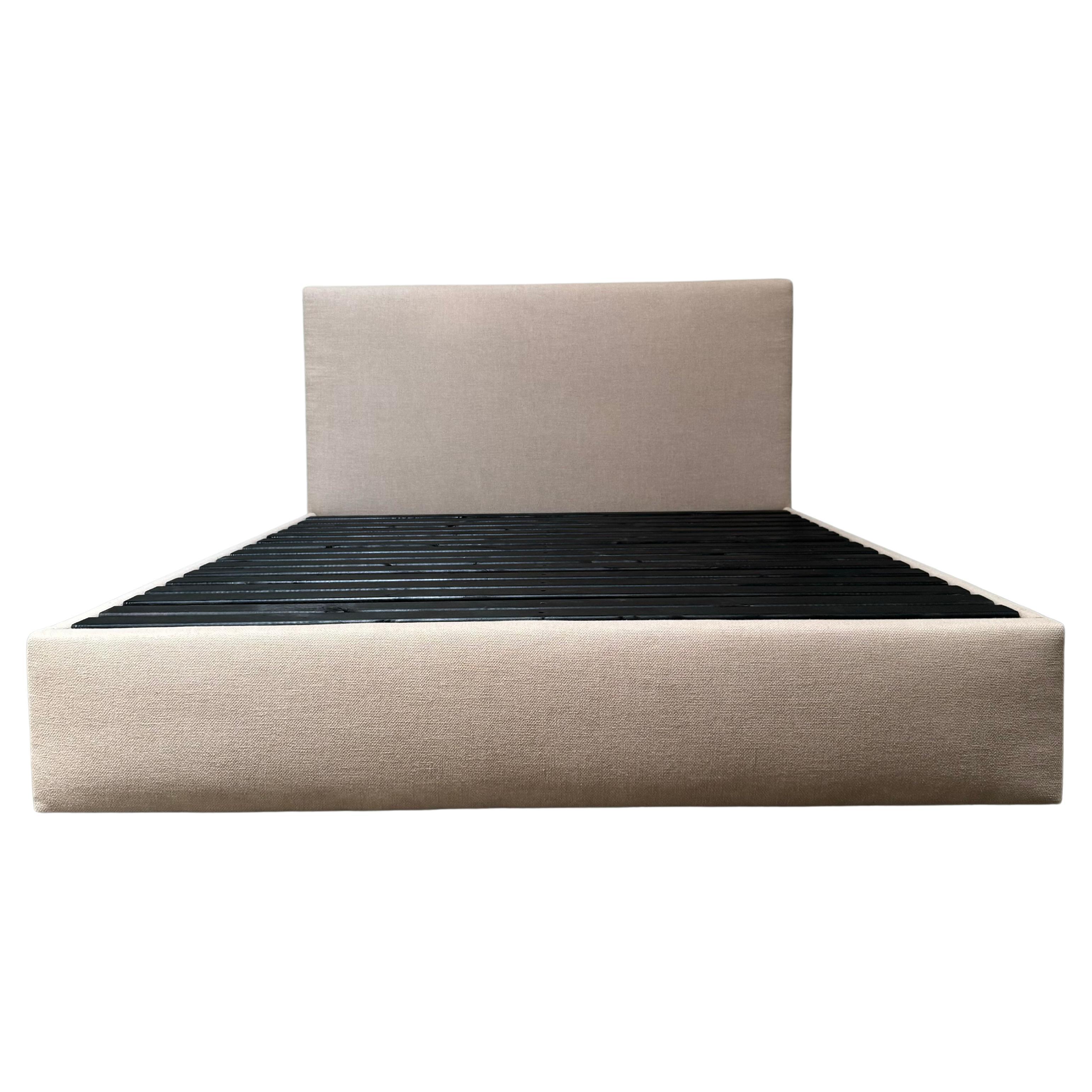 Upholstered linen Cal. king size bed  For Sale