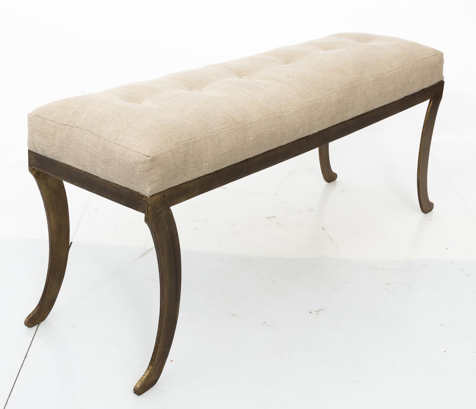 Mid-Century Modern Upholstered Long Bench