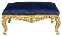Upholstered Louis XV Style Giltwood Footstool, 20th Century