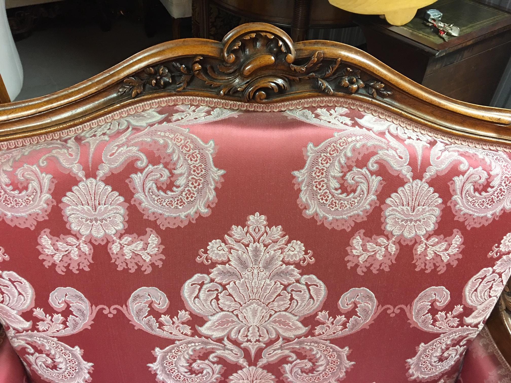 Upholstered Louis XV Style Walnut Bergere or Armchair, 20th Century In Good Condition In Savannah, GA