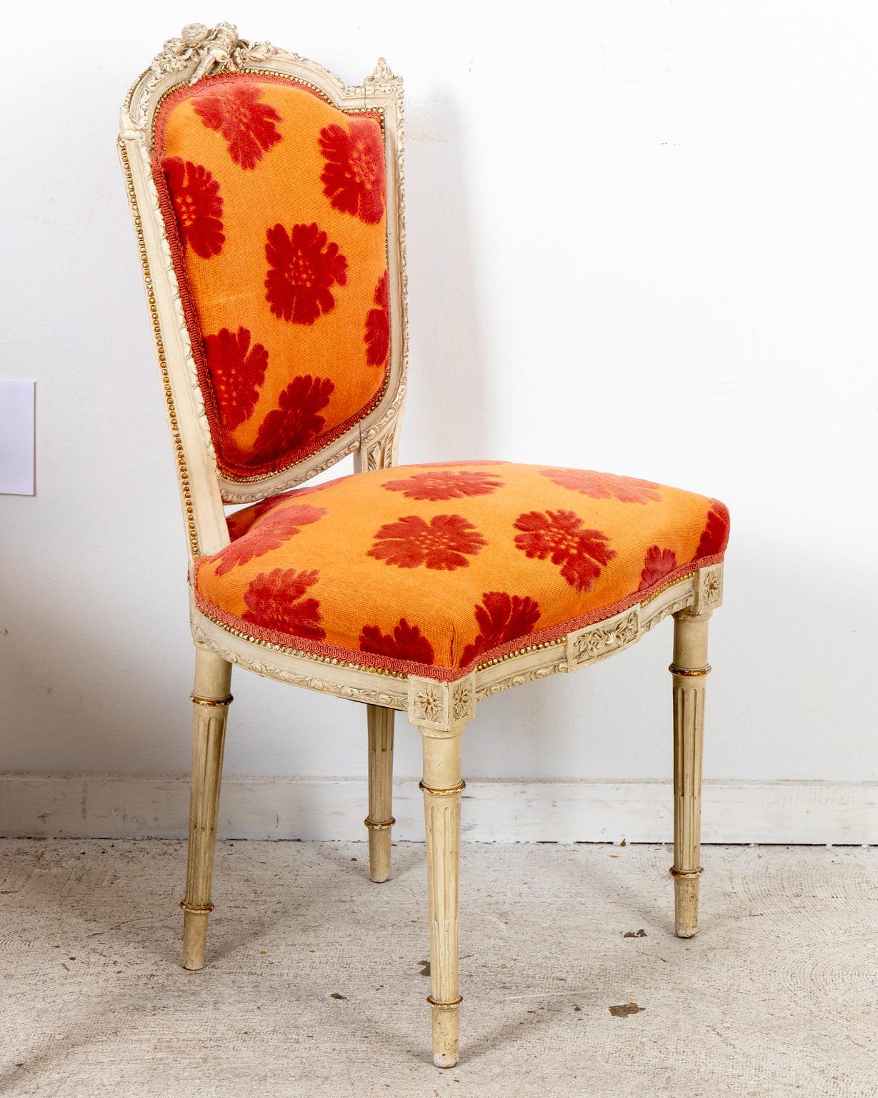 Wood Upholstered Louis XVI Side Chair For Sale