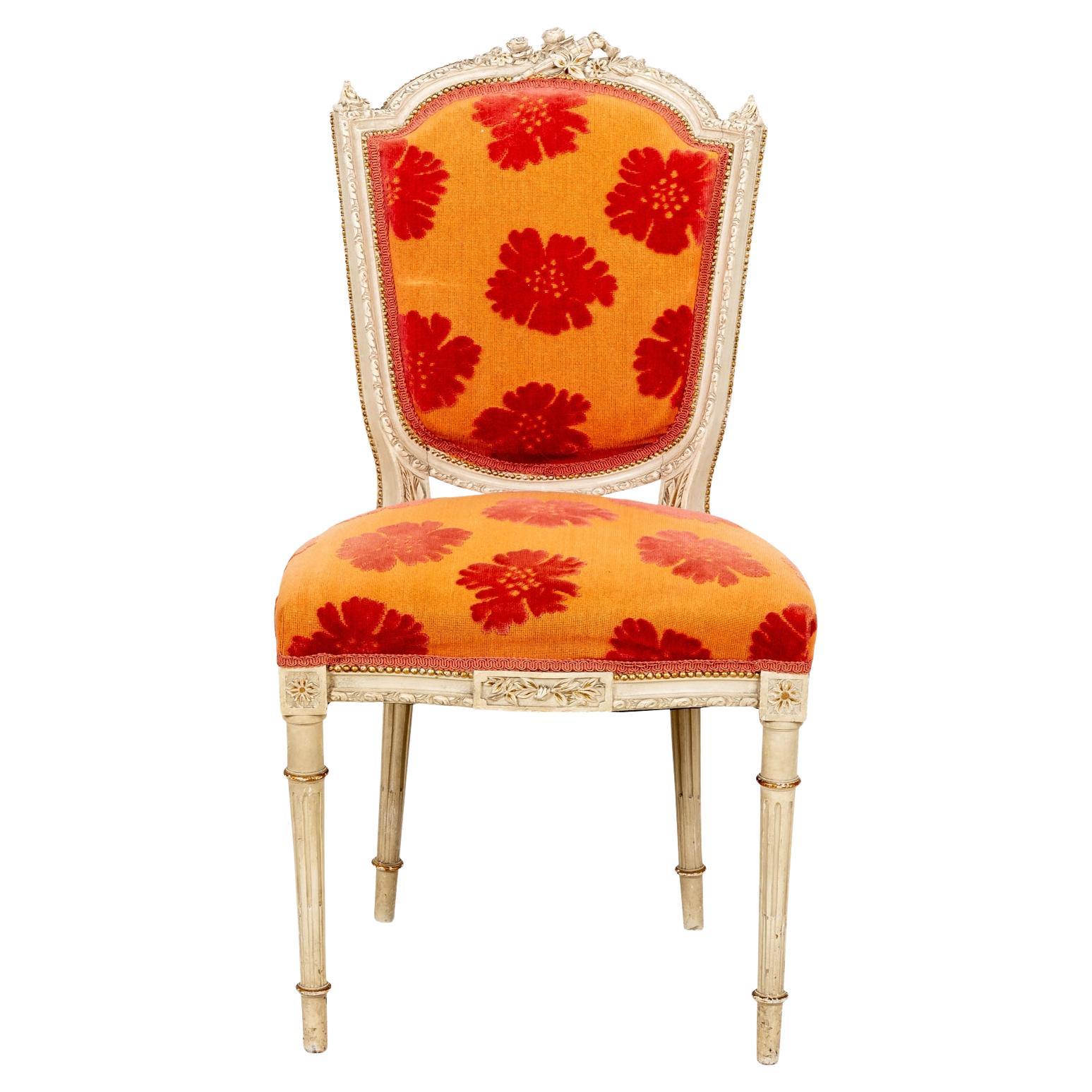 Upholstered Louis XVI Side Chair For Sale