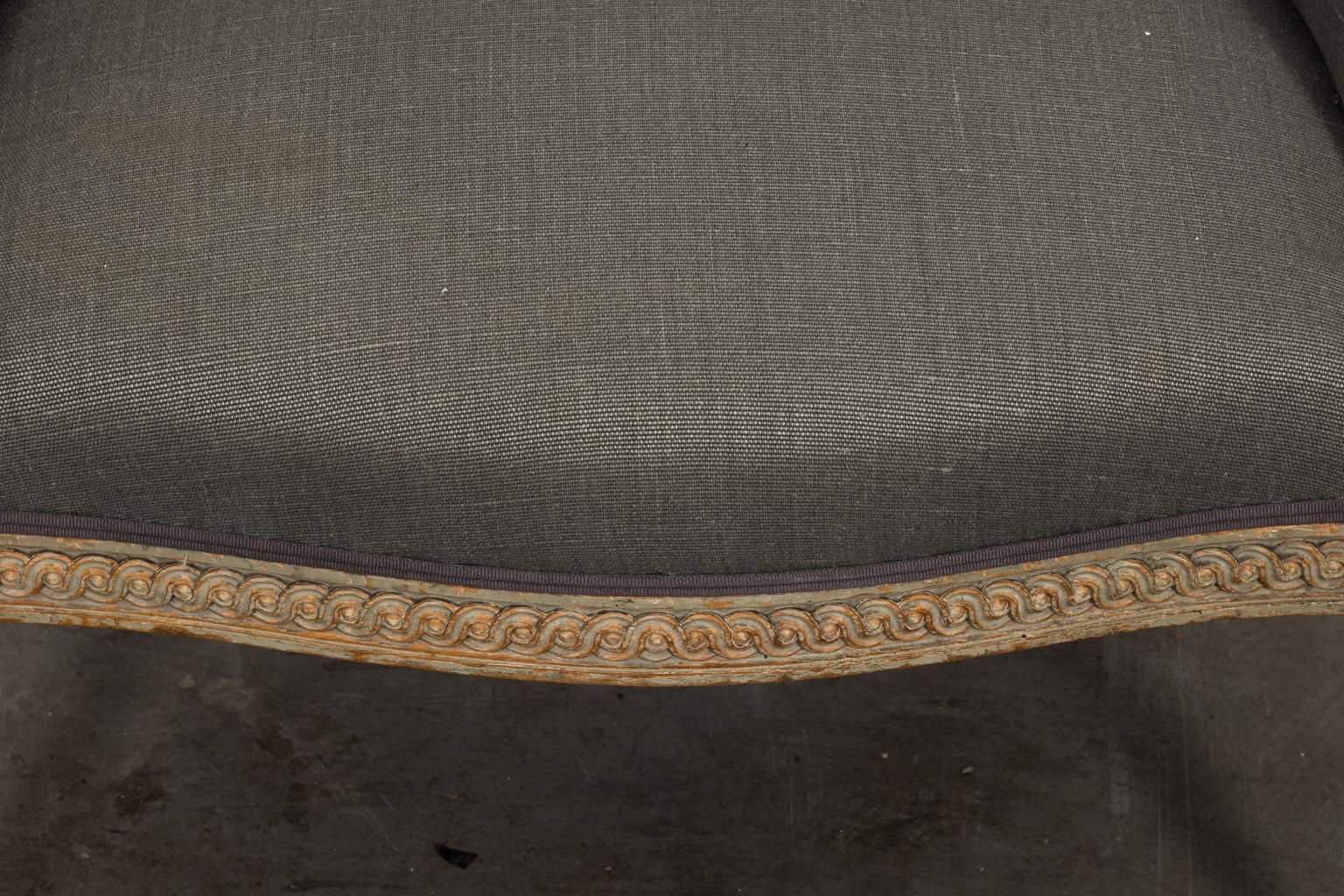 Upholstered Louis XVI Style Bergère Armchair For Sale 8