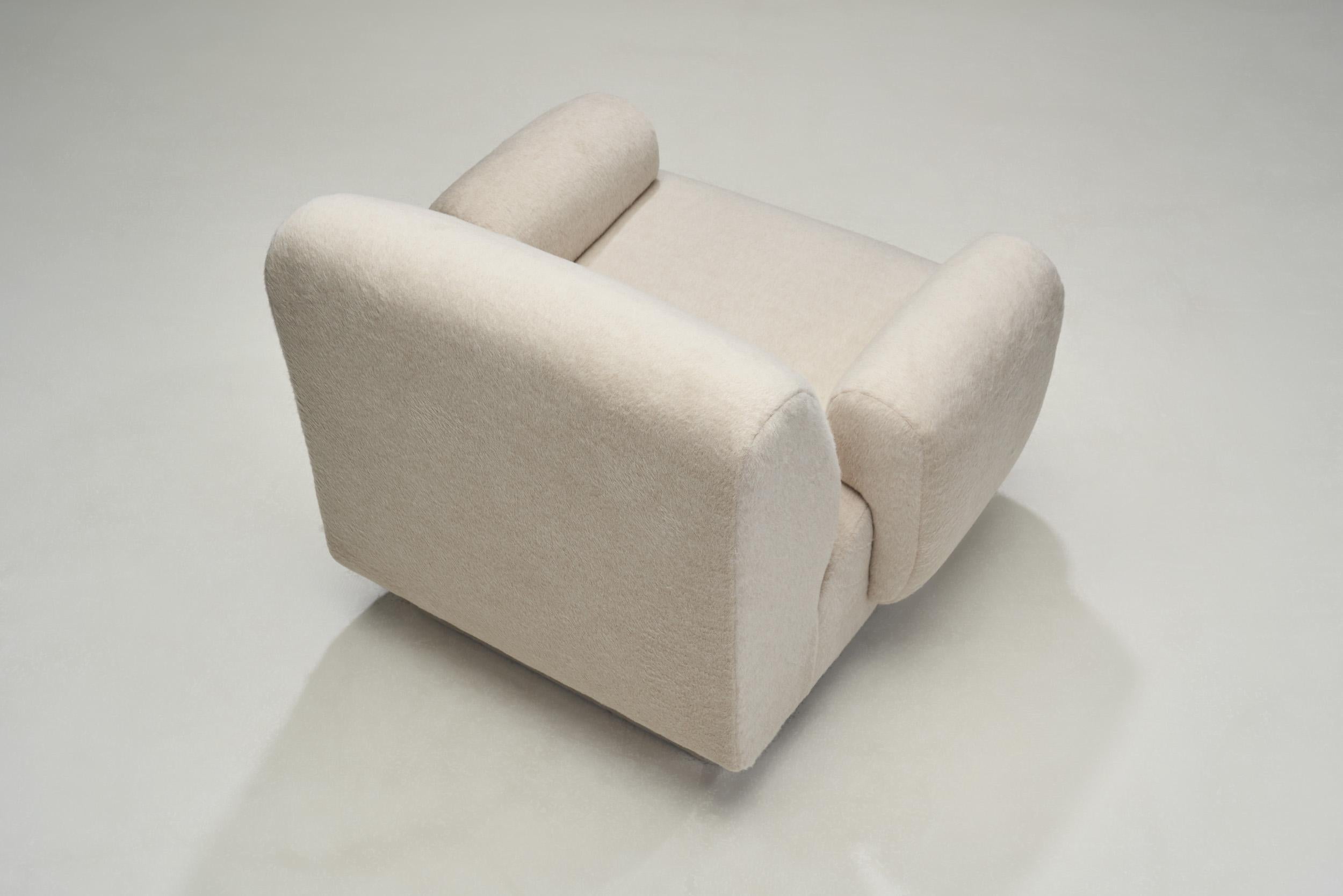 Alpaca Upholstered Lounge Chair by Eberhard Geißler, Germany 1974