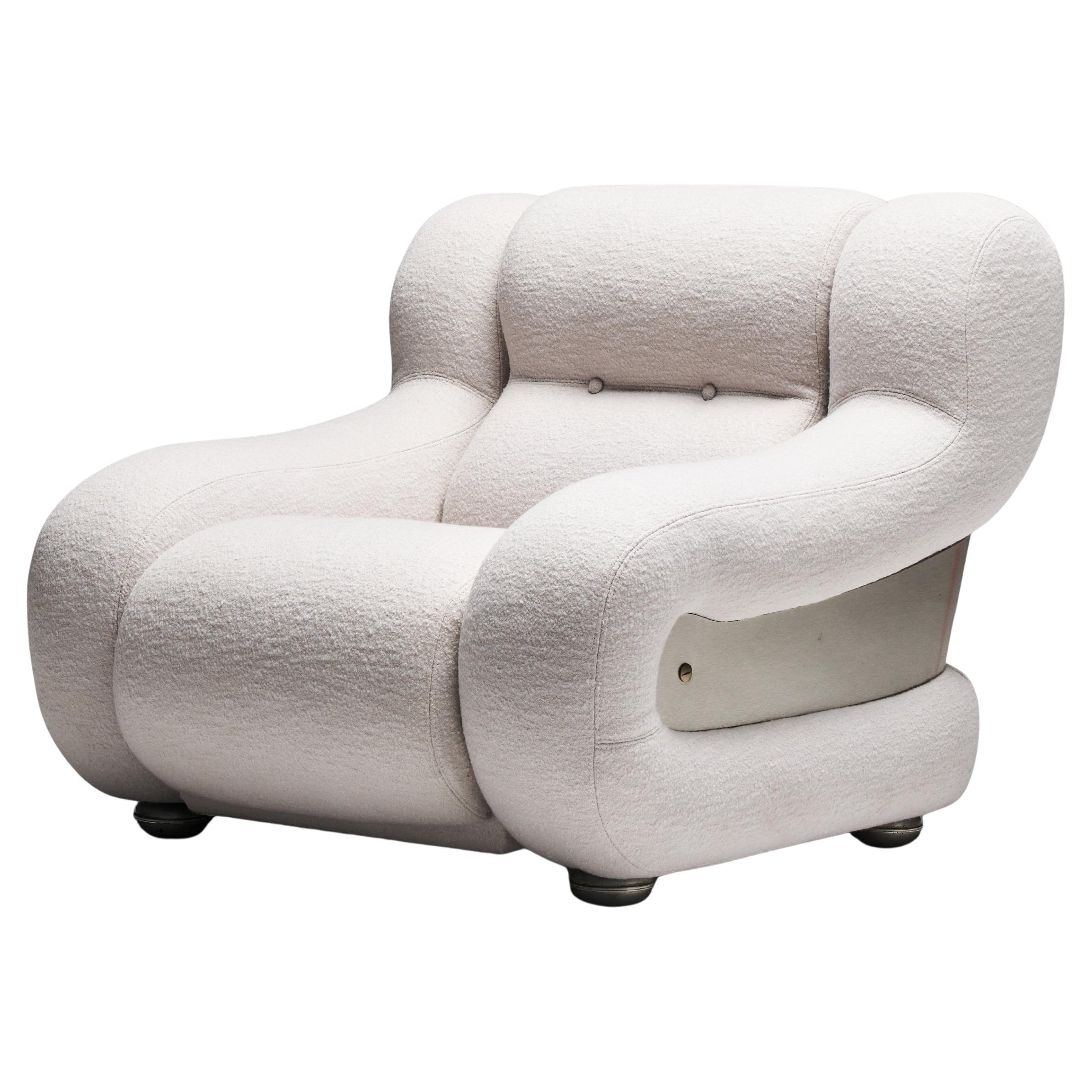 Silla de salón tapizada a la manera de Adriano Piazzesi, Italia, c. 1970 en venta