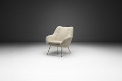 Upholstered Lounge Chair with Brass Legs, Europe 20th Century