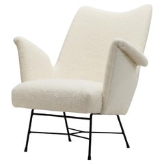 Used Upholstered Lounge Chair with Metal Legs, Europe 1950s