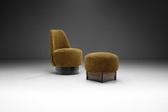 Upholstered Lounge Chair with Ottoman, Europe 20th Century