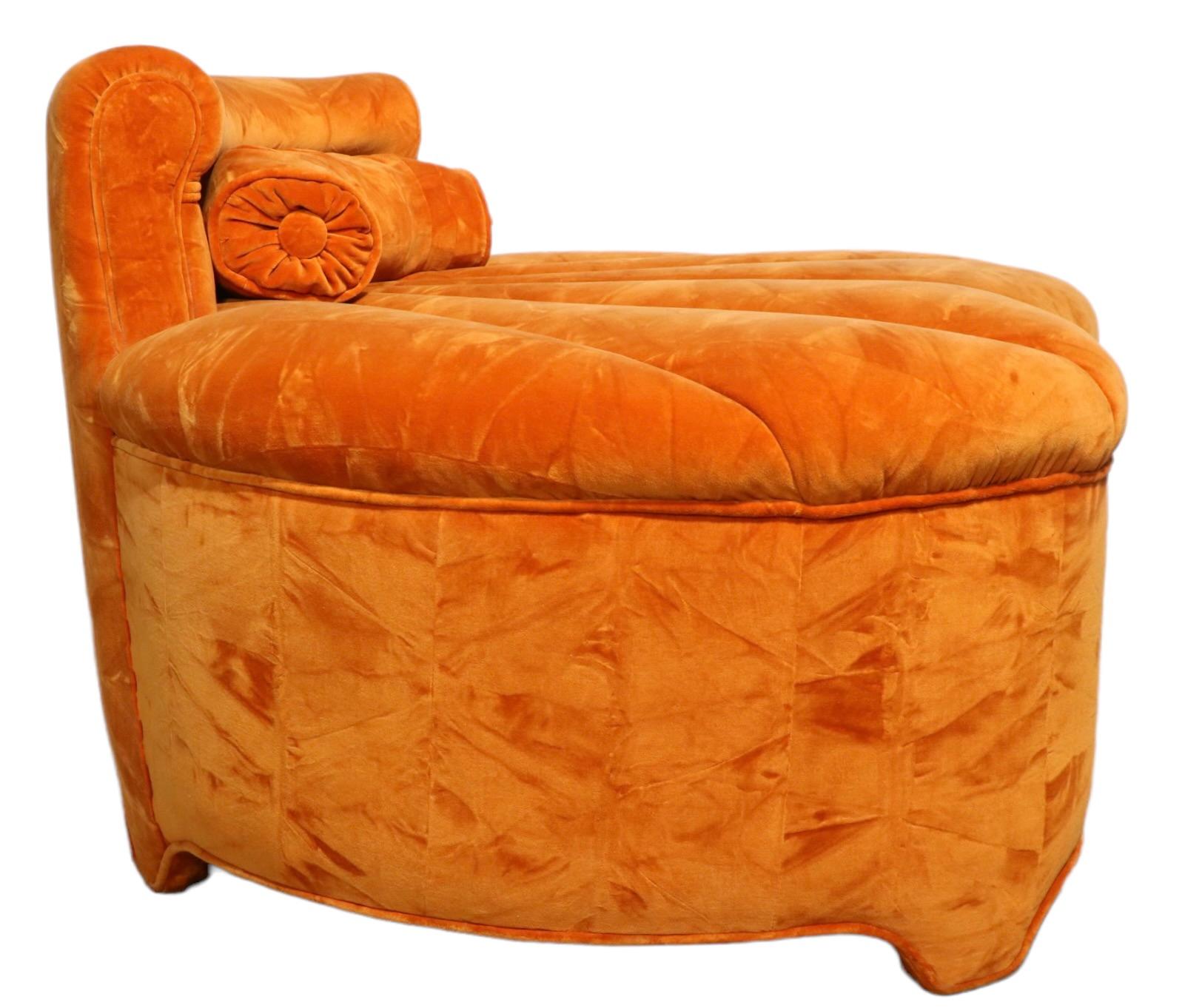 Upholstered Lounge Slipper Boudoir Chair in the Style of Billy Baldwin For Sale 2