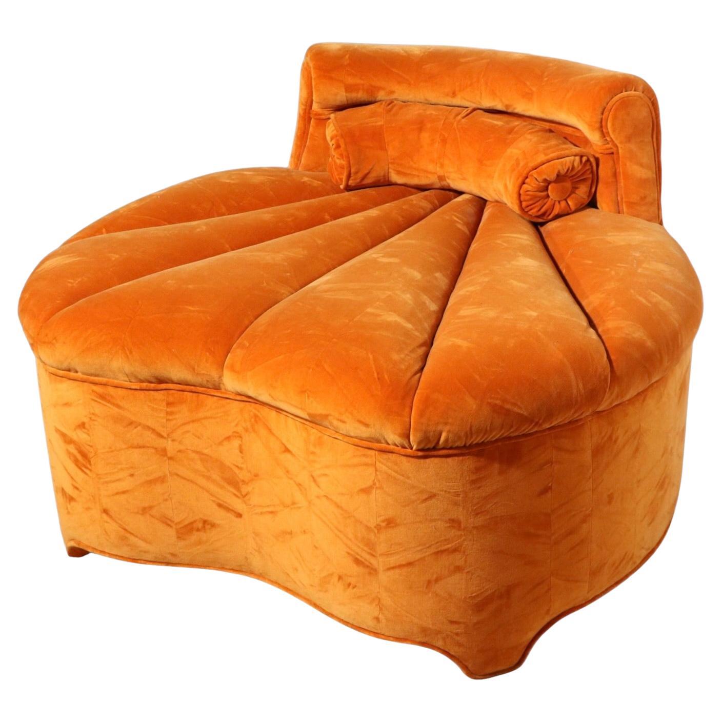 Upholstered Lounge Slipper Boudoir Chair in the Style of Billy Baldwin For Sale