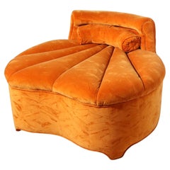 Used Upholstered Lounge Slipper Boudoir Chair in the Style of Billy Baldwin