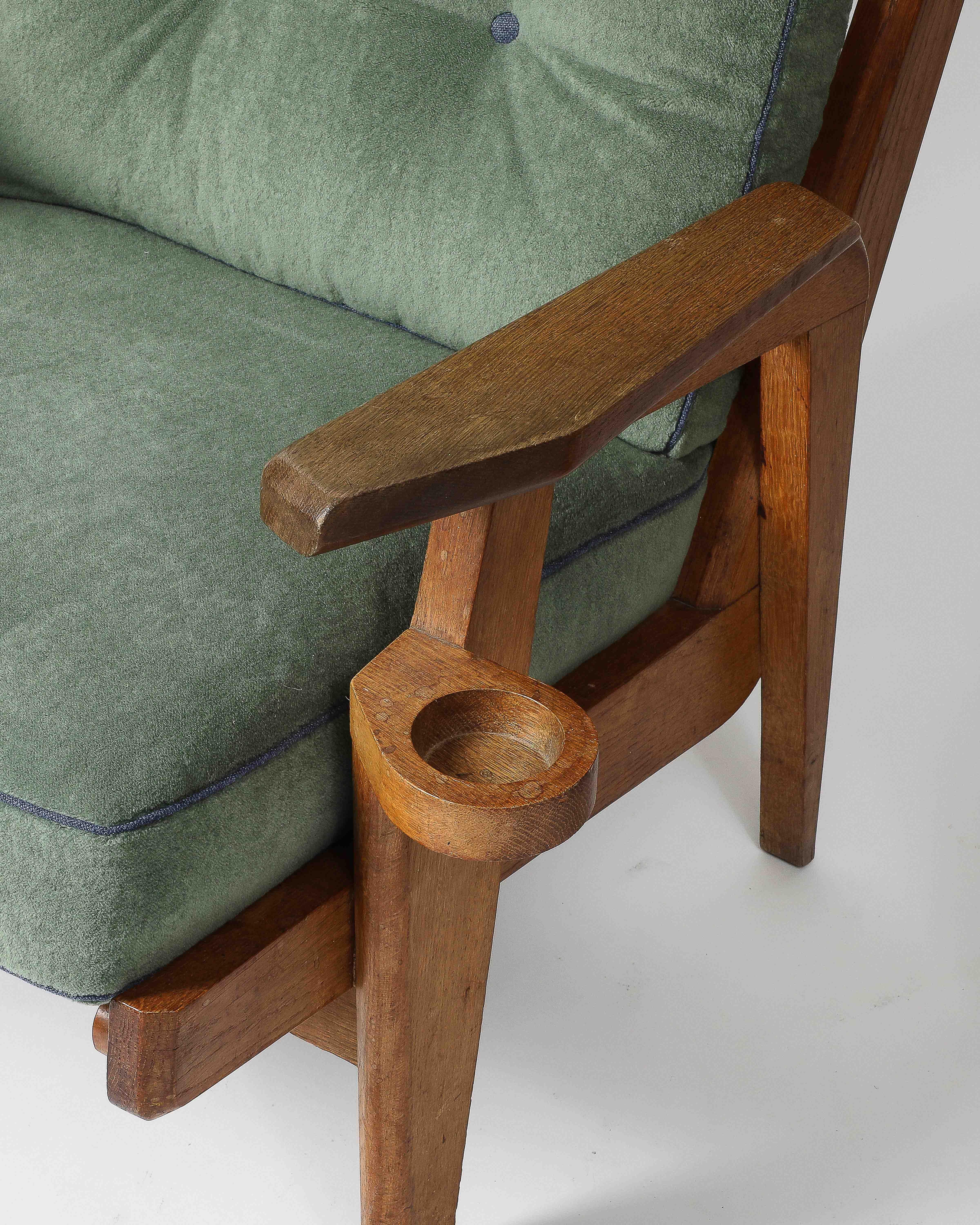 Upholstered Mahogany Armchair by Guillerme et Chambron, France, c. 1950 1