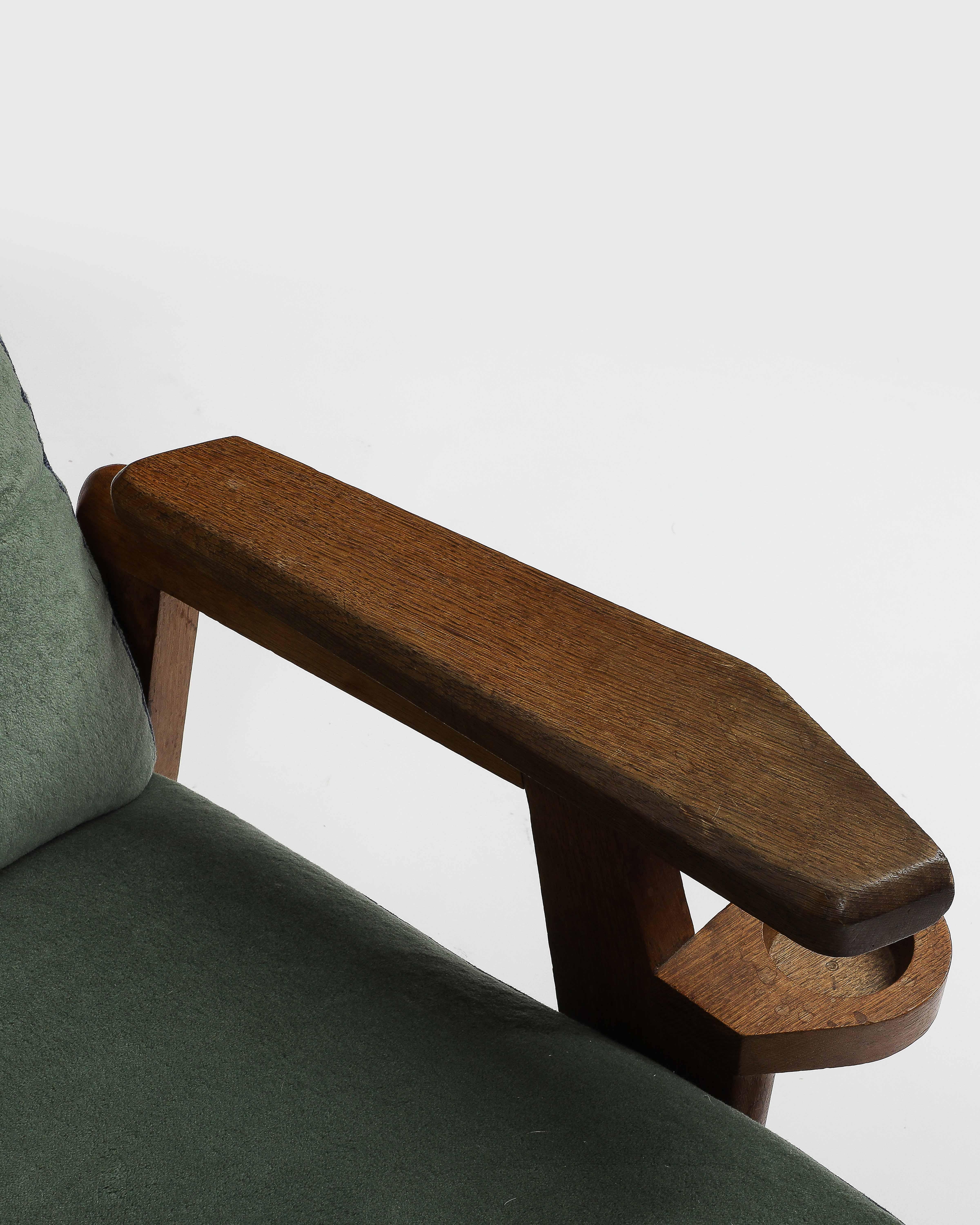 Upholstered Mahogany Armchair by Guillerme et Chambron, France, c. 1950 2