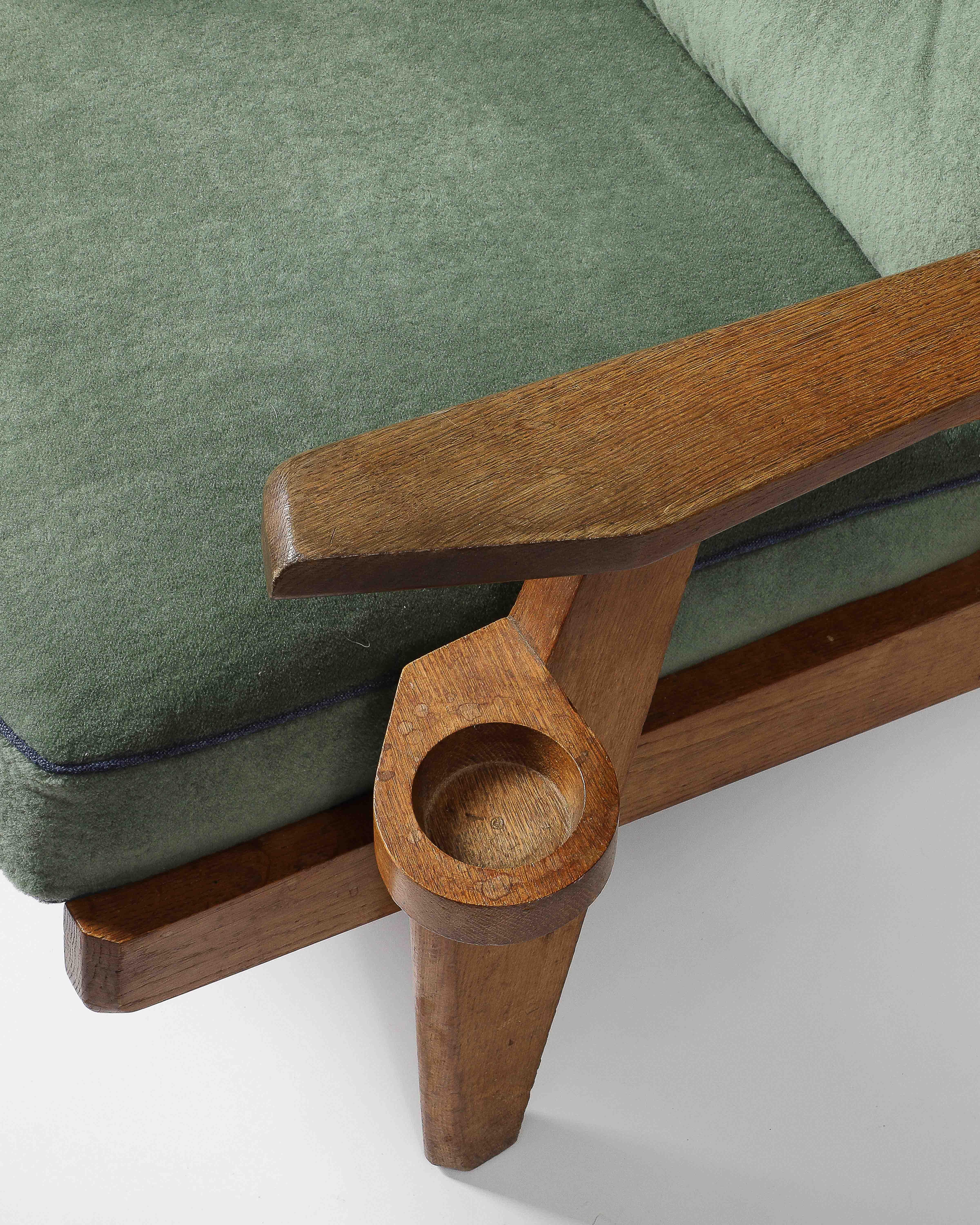 Upholstered Mahogany Armchair by Guillerme et Chambron, France, c. 1950 3