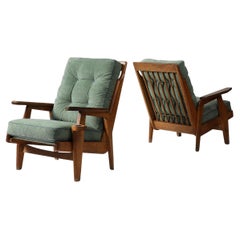 Upholstered Mahogany Armchair by Guillerme et Chambron, France, c. 1950