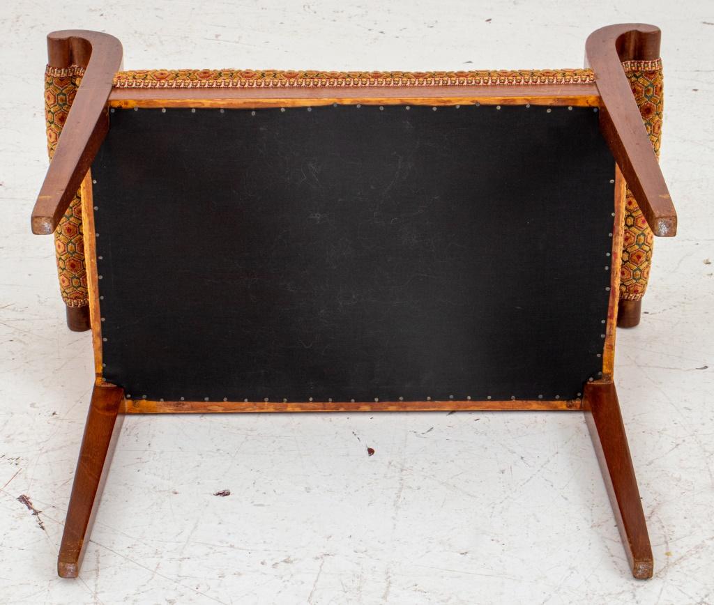 Upholstered Mahogany Bench with Roll over Arms 2
