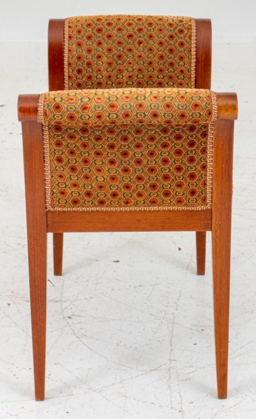 Upholstered Mahogany Bench with Roll over Arms 1