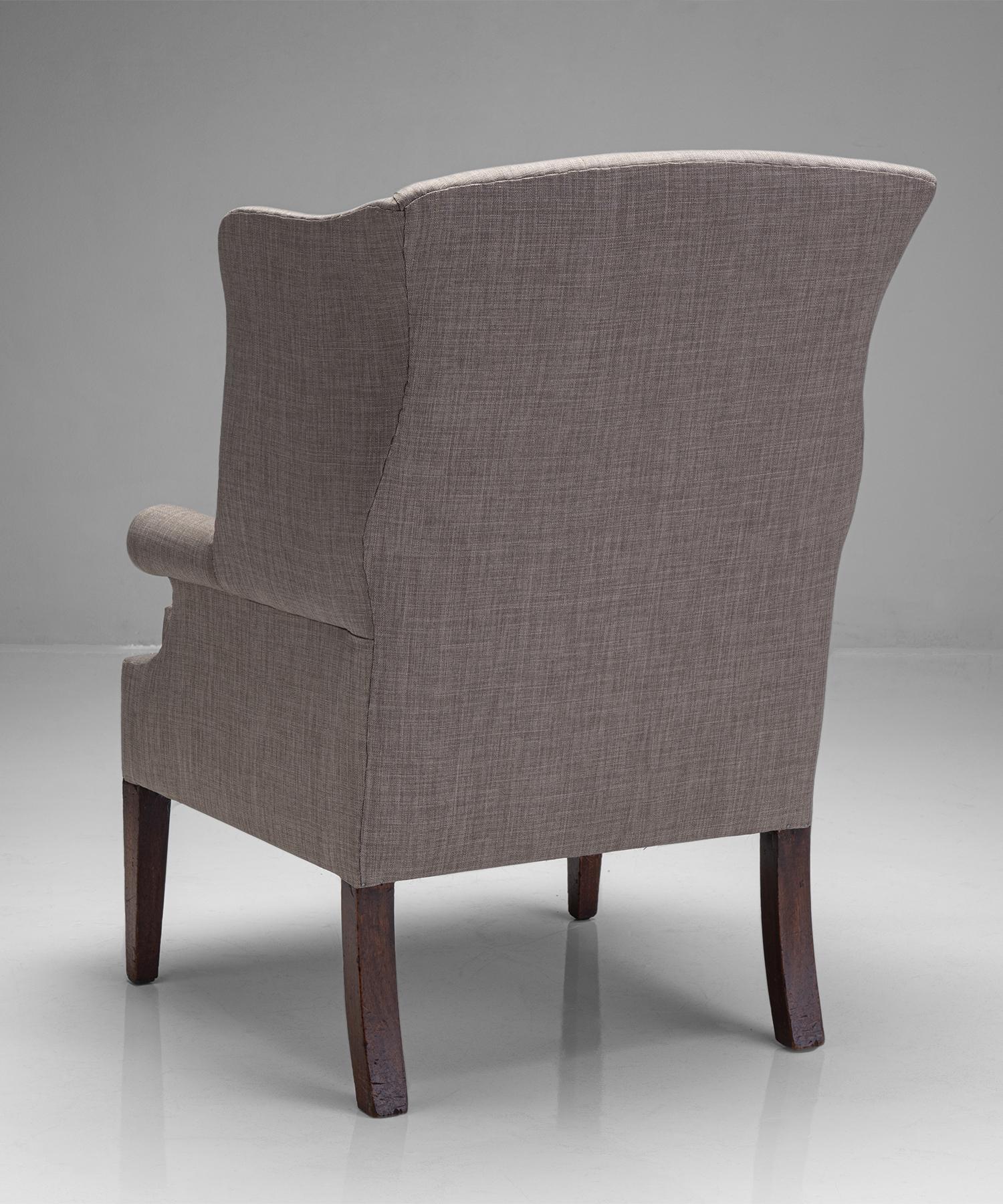 English Upholstered Mahogany Wing Chair, England, Circa 1880