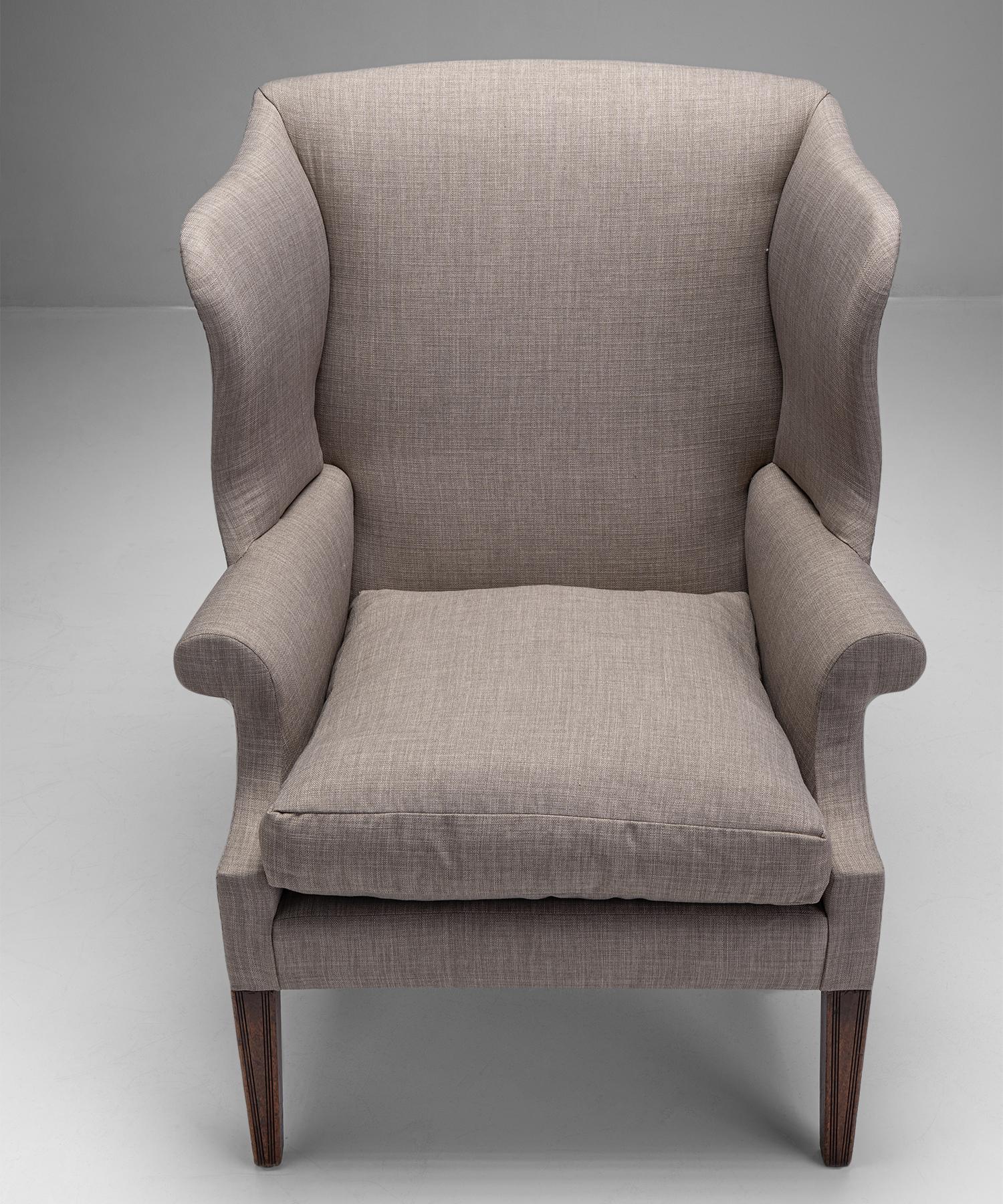 Upholstered Mahogany Wing Chair, England, Circa 1880 1