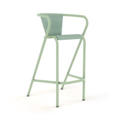 Upholstered metal high stool with armrests - Camira Fabrics by Alexandre Caldas