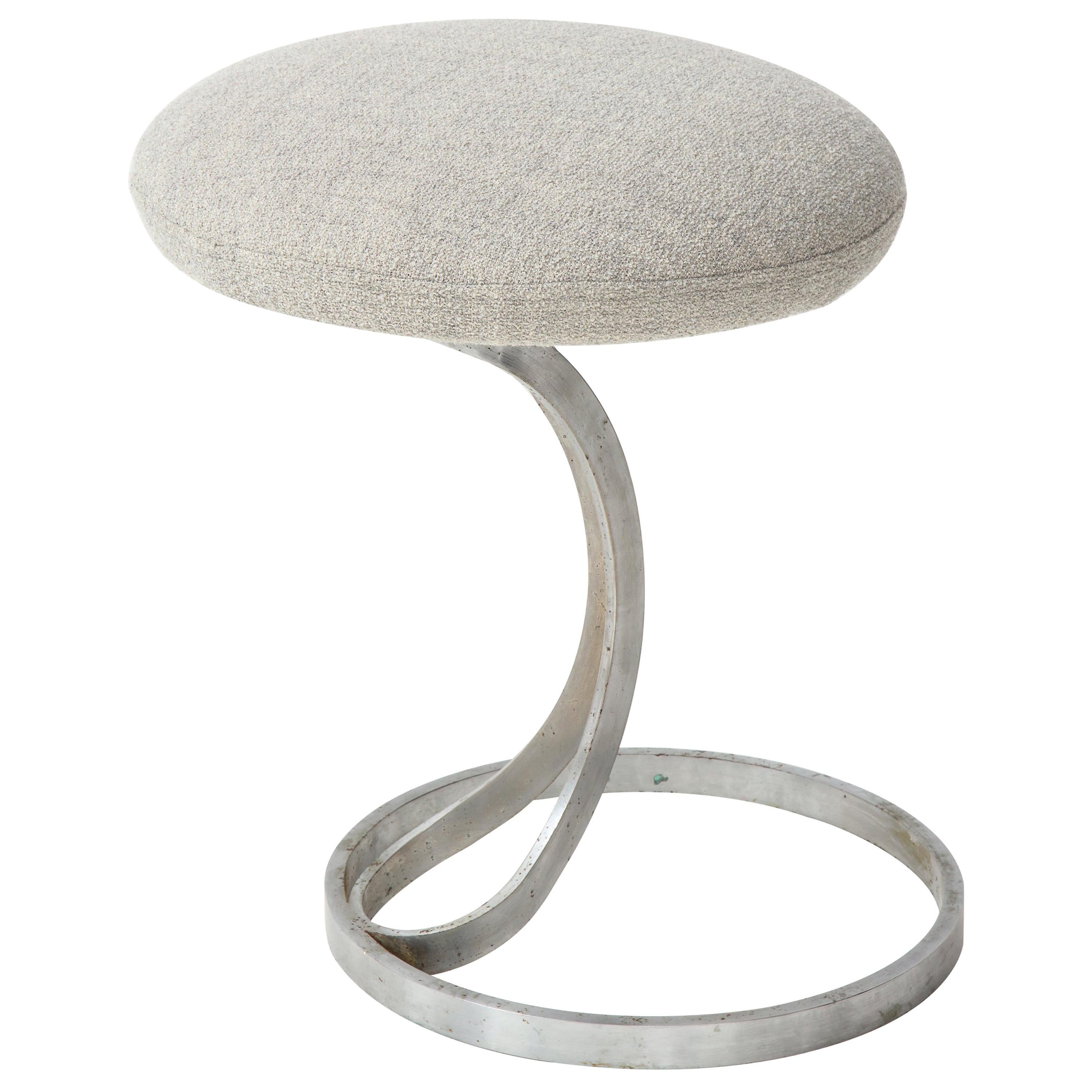 Upholstered Metal Stool by Boris Tabacoff, France, c. 1970s For Sale