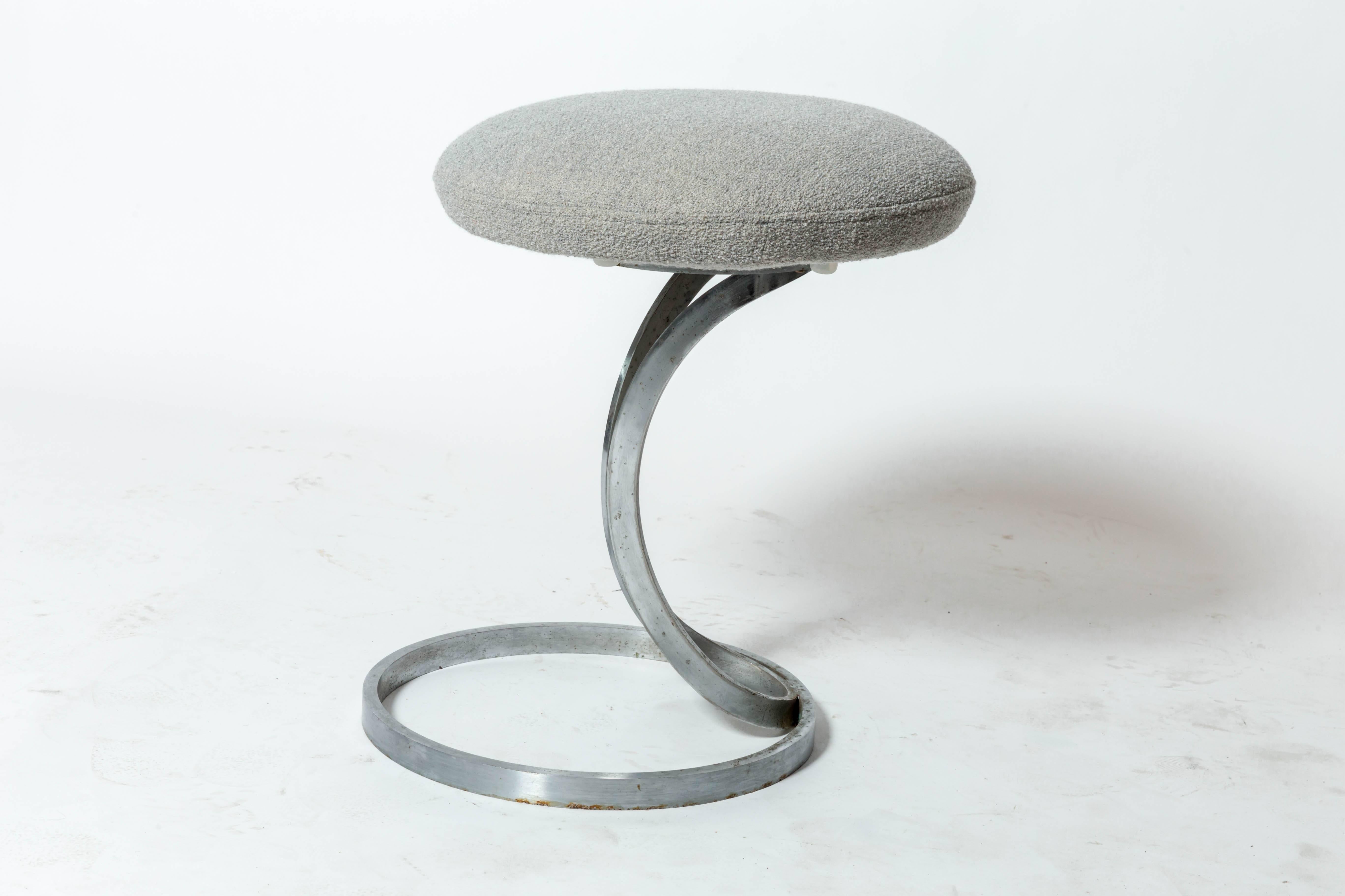 Upholstered Metal Stool by Boris Tabacoff, France, c. 1970s For Sale 4
