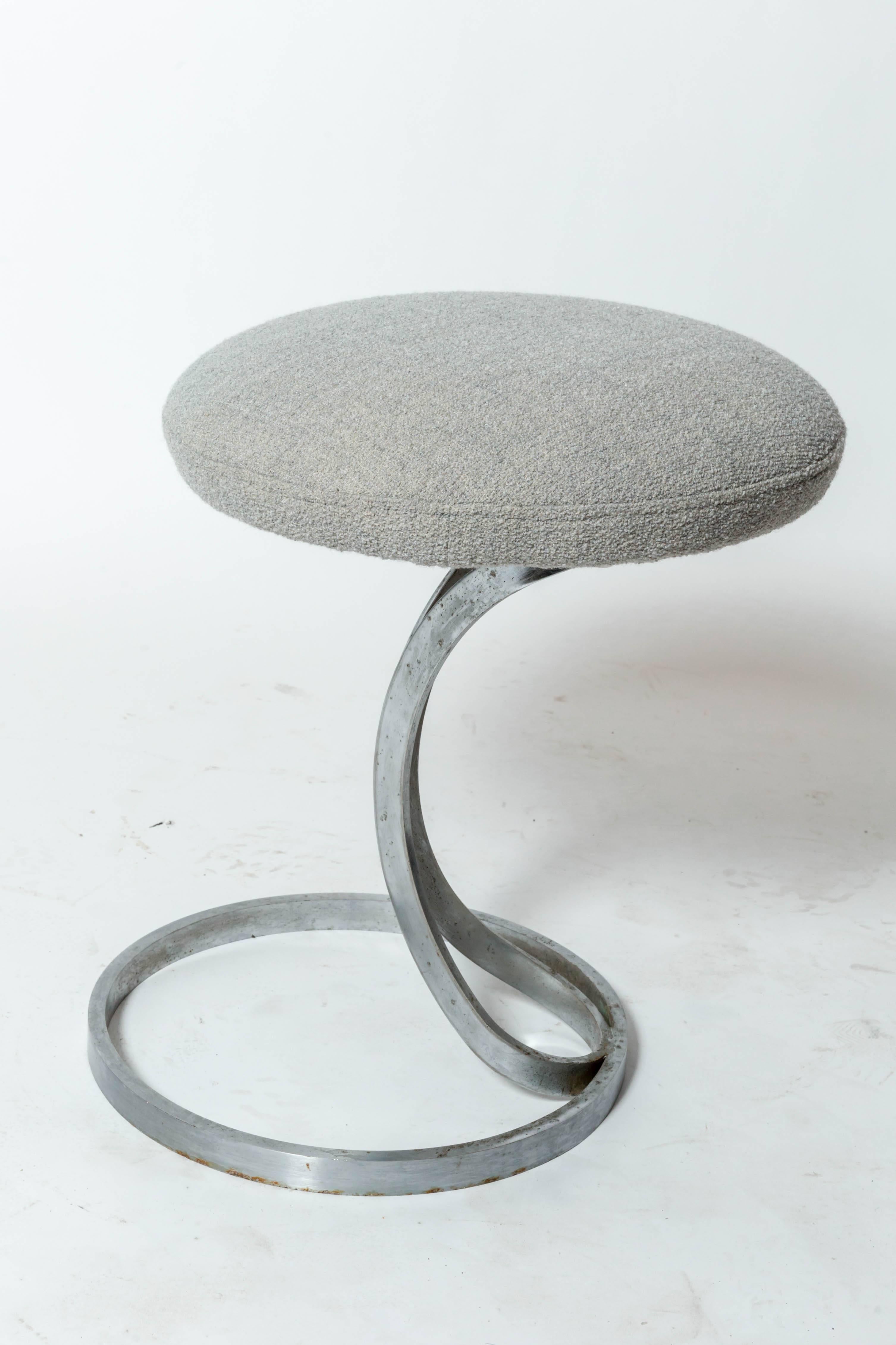 Late 20th Century Upholstered Metal Stool by Boris Tabacoff, France, c. 1970s For Sale