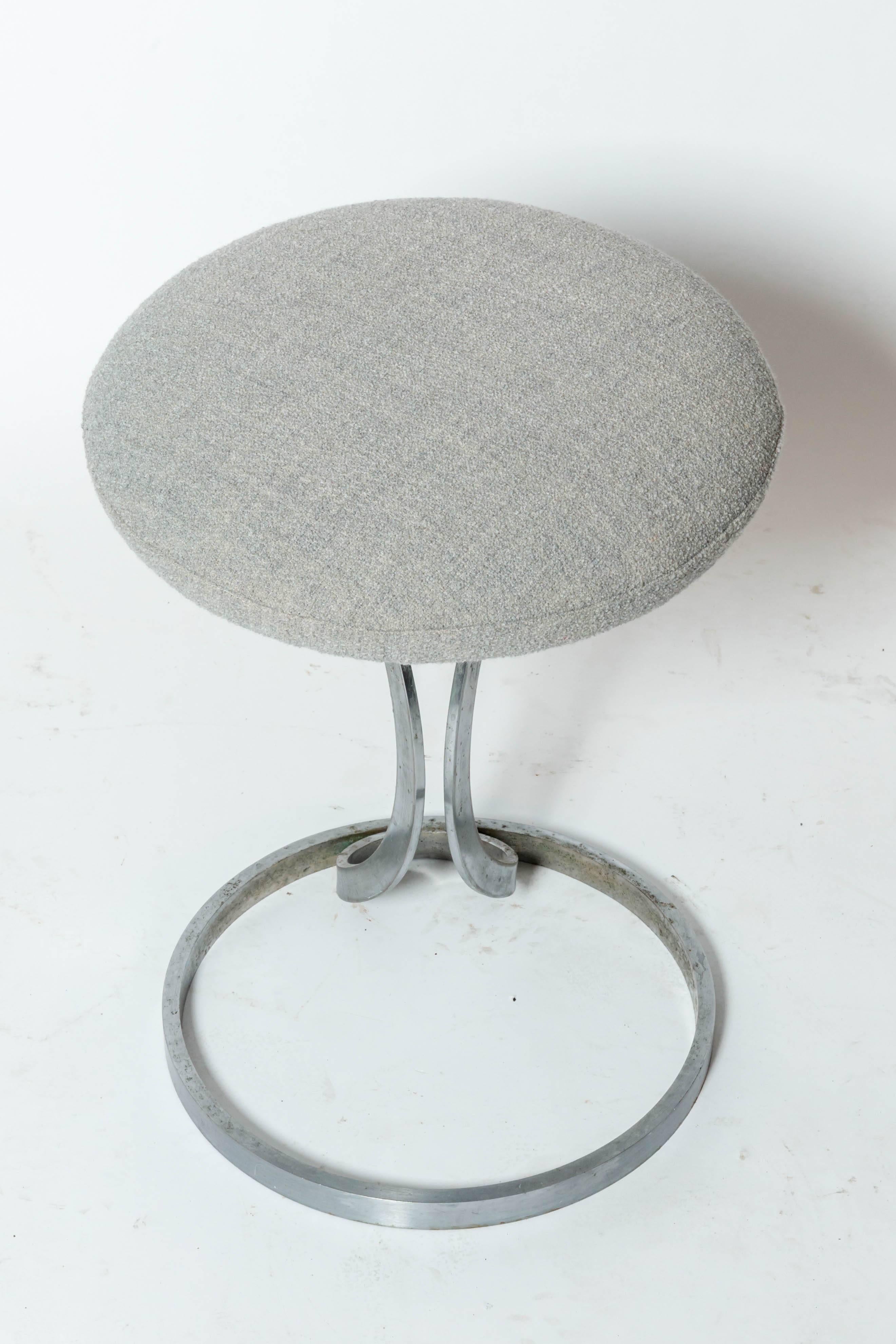 Upholstered Metal Stool by Boris Tabacoff, France, c. 1970s For Sale 1