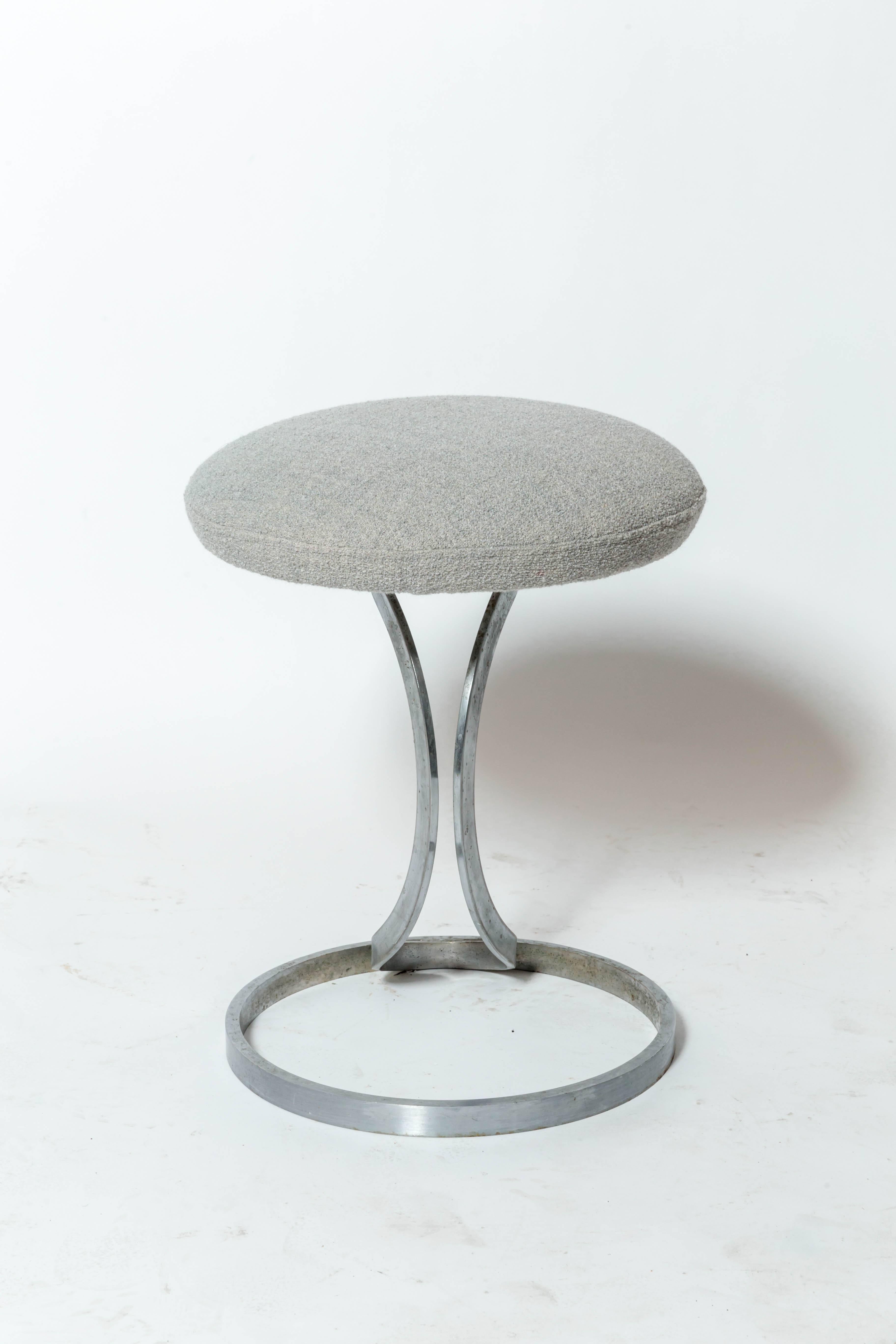 Upholstered Metal Stool by Boris Tabacoff, France, c. 1970s For Sale 2